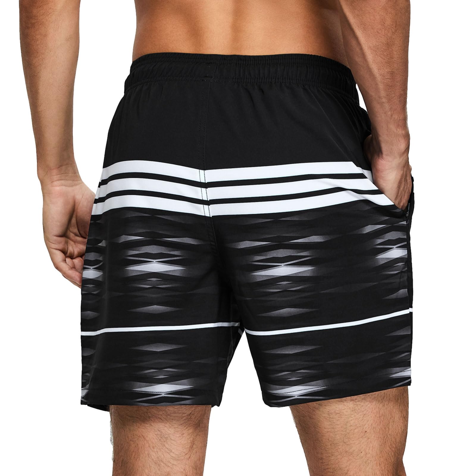 Costume da Bagno Uomo, 2 in 1 Pantaloncini da Bagno Compressione Fodera in Rete, Calzoncini da Spiaggia Asciugatura Rapida Traspirante con Tasche e Coulisse Pantalone Corto Mare Surf