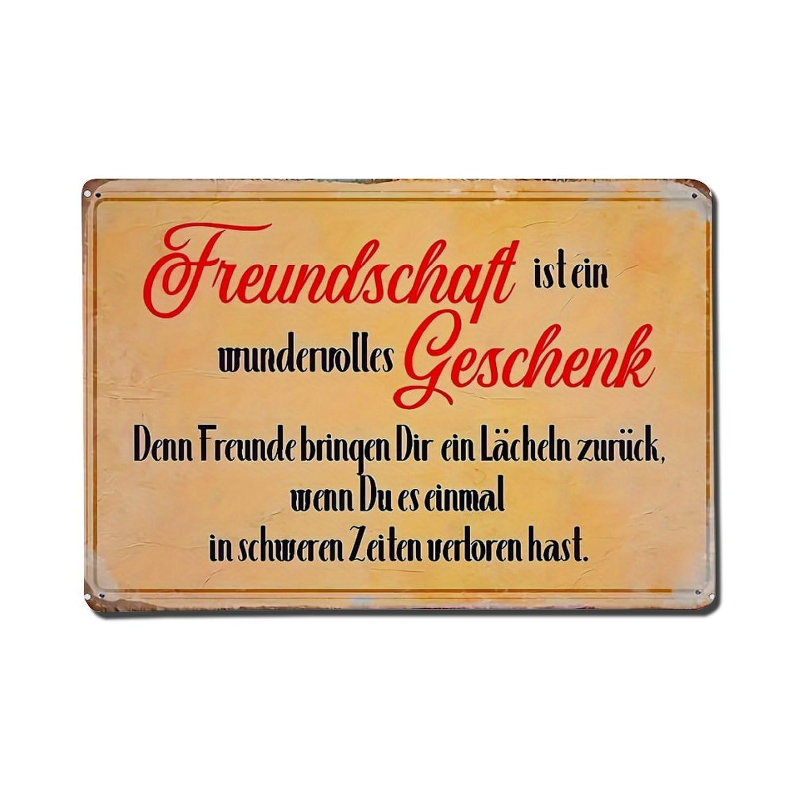 Freundschaft Ist Ein Wundervolles Geschenk Tin Sign Metal Poster Vintage Metal Signs for Home Man Cave Bar Cafe Kitchen laundry room Wall Decorations Gift 8x12Inch