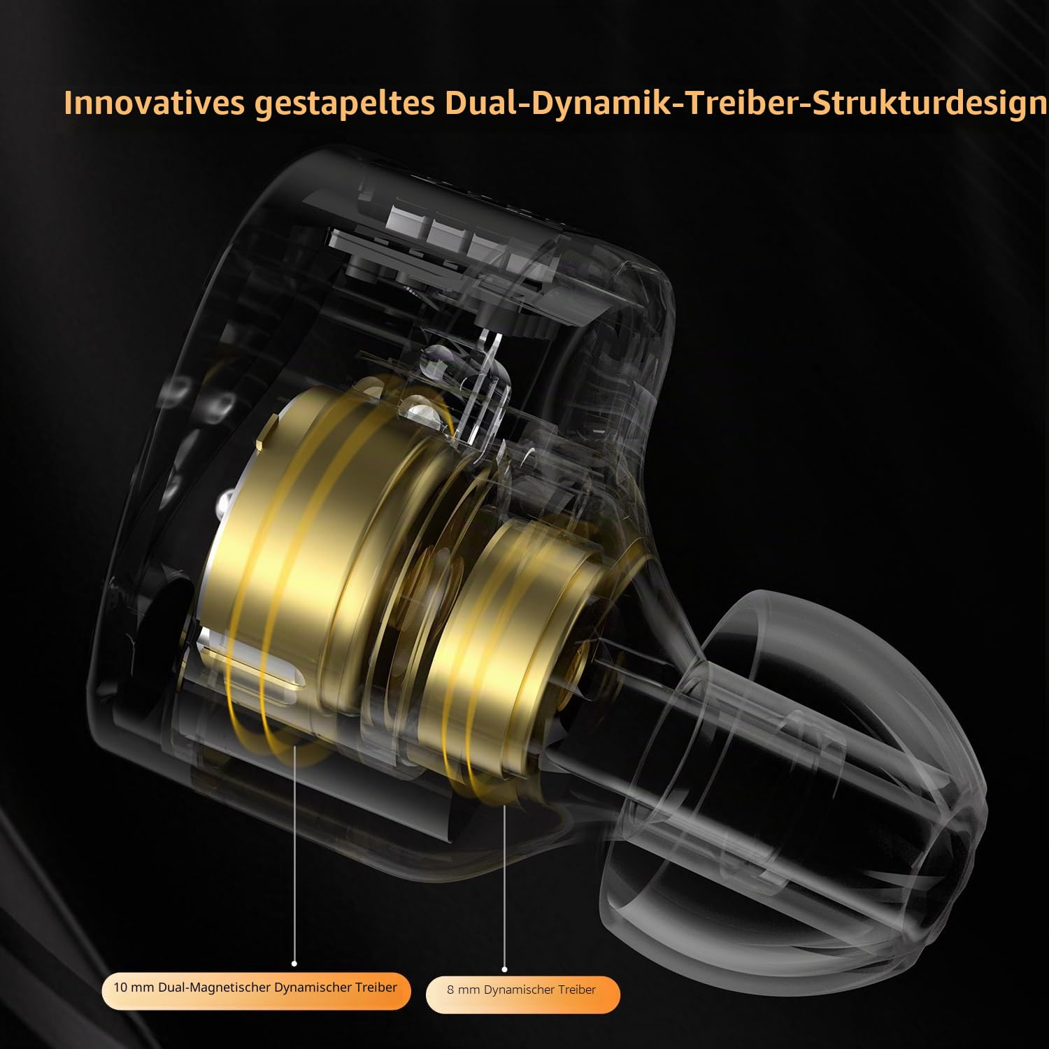 KZ Castor Bass Edition IEM mit zwei dynamischen Treibern, abstimmbarer Sound, kabelgebundene Kopfhörer, Gaming-Ohrhörer mit 4-stufigem Einstellschalter, geräuschisolierend