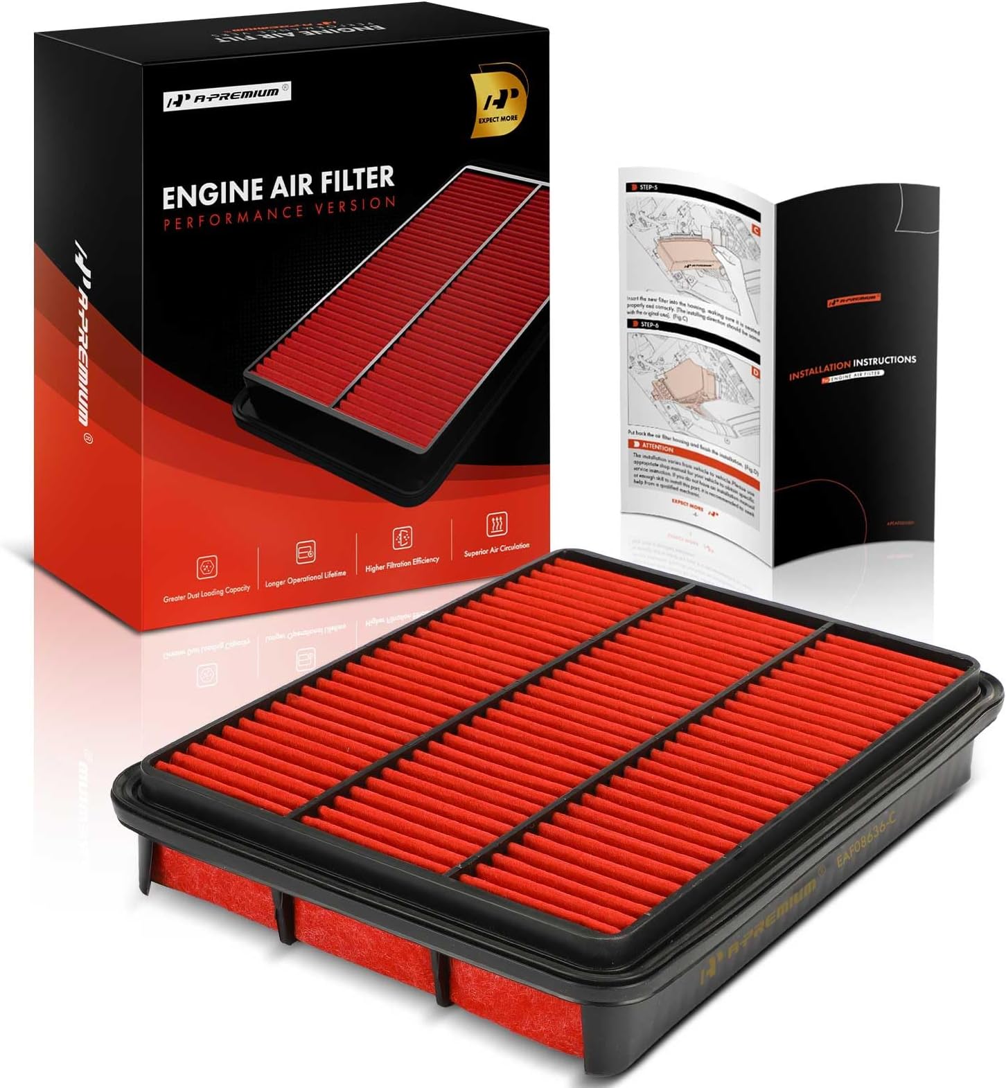 High-performance, Pre-oiled Engine Air Filter Compatible with Lexus & Toyota - GX470 03-09, LX470 98-07, Tundra 00-06, 4Runner 03-10, Sequoia 01-07, Land Cruiser 98-07, 2.7L 3.4L 4.7L