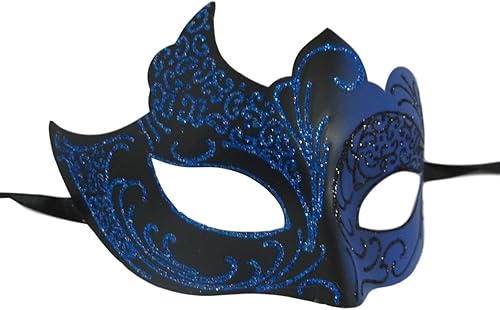 Miniatura 2 de MGPS Máscara veneciana única azul oscuro negro Mardi Gras, Azul