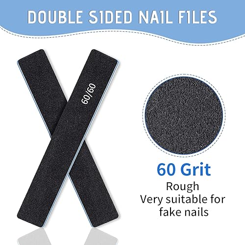 Miniatura 2 de BLESWIN Lima de uñas rectangular de grano 100180, 25 limas de uñas para uñas acrílicas y de gel, limas de uñas profesionales a granel, lima de uñas