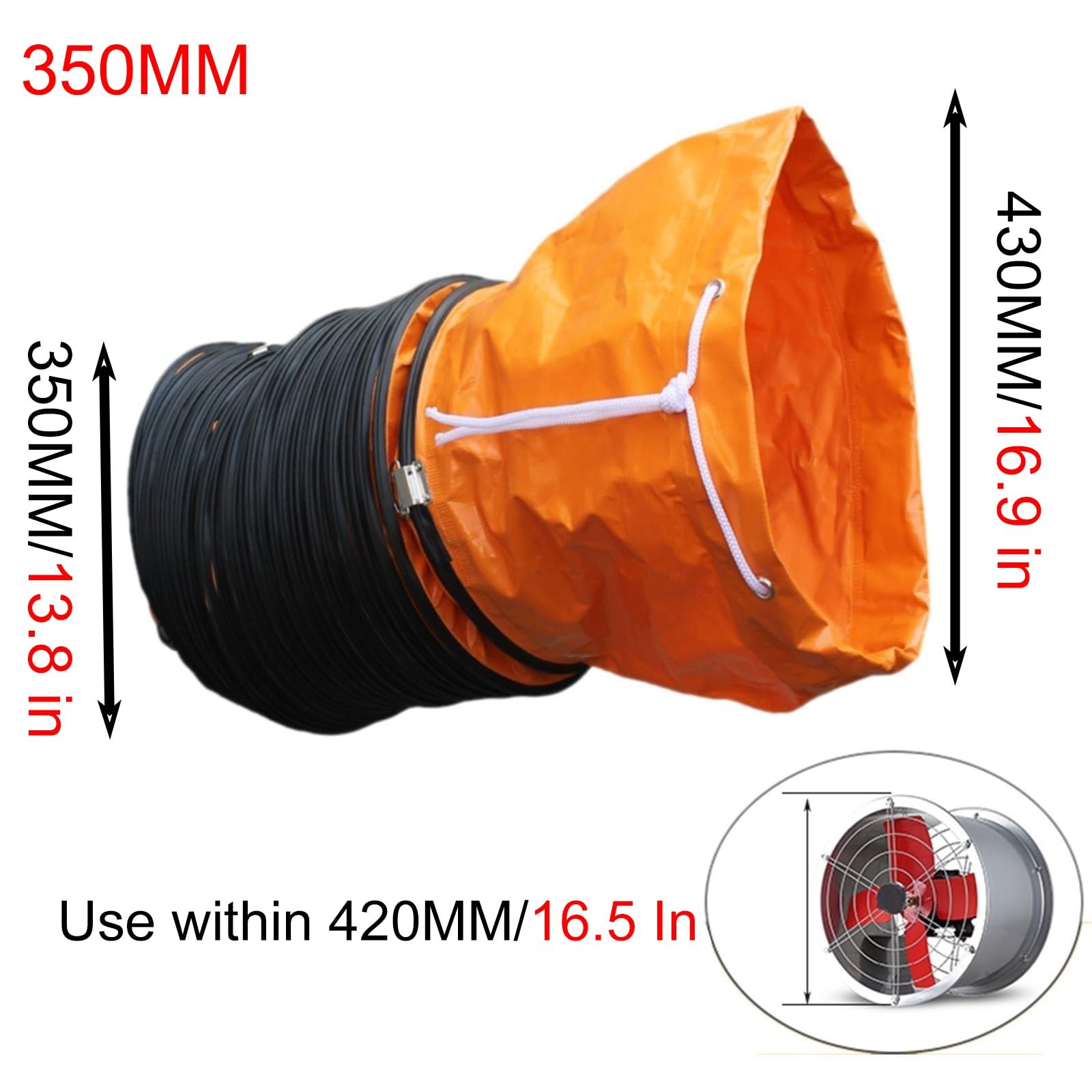 tubo flexible campana extractora Manguera Flexible De PVC Comercial Para Extractor De Aire, Extensible Conducto De Ventilación De Alta Temperatura, Manguera Extractora De Ventilador(Dia-300mm,L-10m)