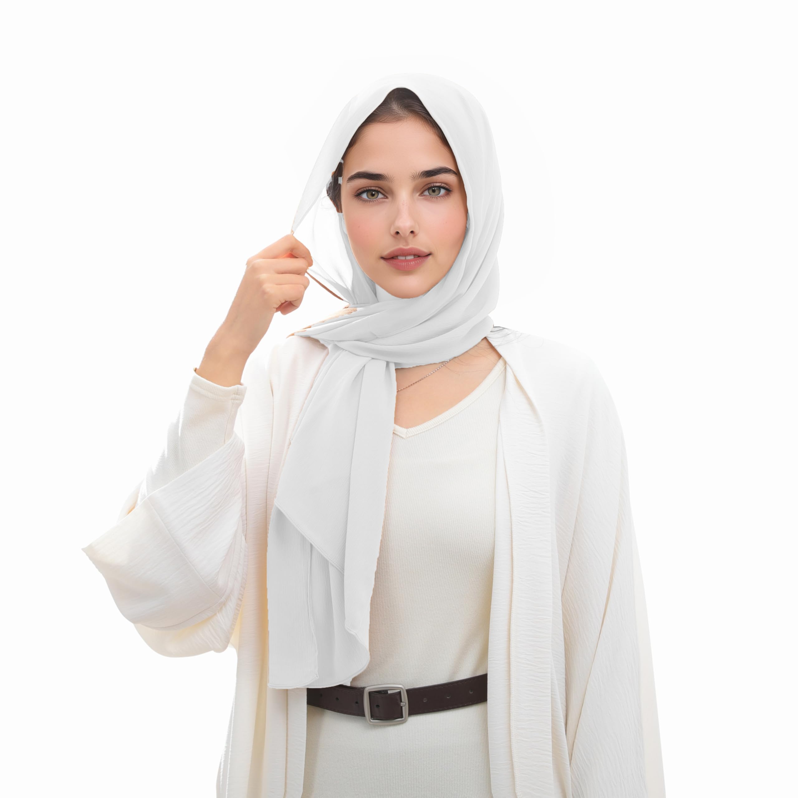 Prlemend Head Scarf for Women Chiffon Wrinkle Scarf All Seasons Shawl Muslim Hijab