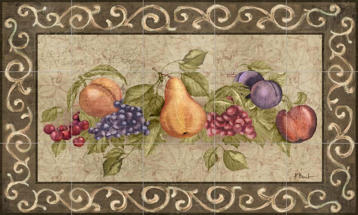 Ceramic Backsplash Tile Mural Fruit Vegetable Food Kitchen/Bathroom - Traditional Fruit I - Paul Brent