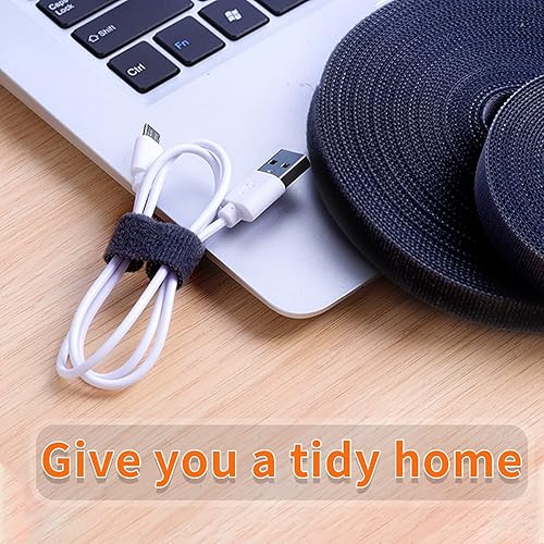 Miniatura 6 de Cinta de sujeción reutilizable de 32 pies, bridas de cables de doble cara de gancho y bucle, resistencia y durabilidad, 0.8 pulgadas de ancho (azul)