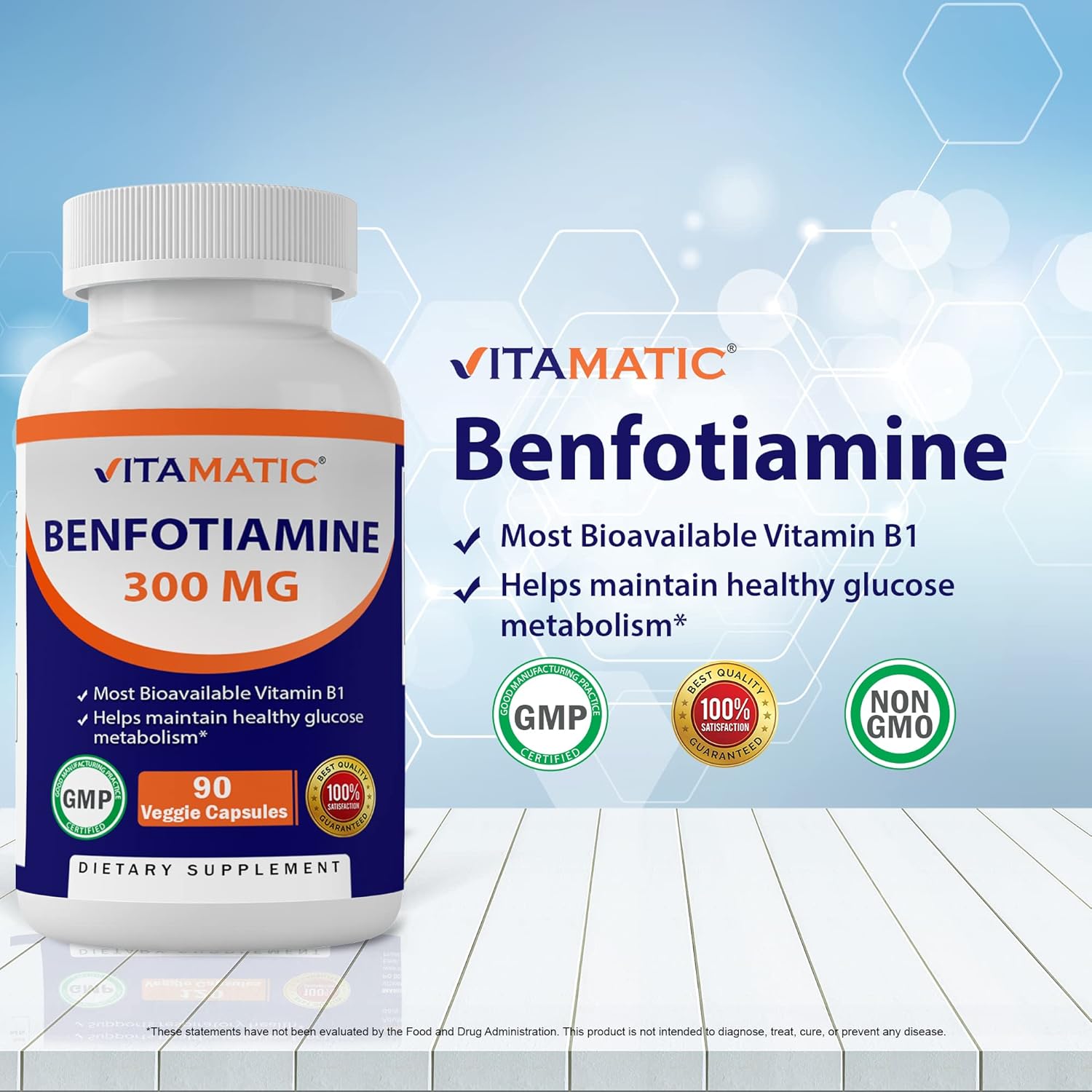 Buy Vitamatic Benfotiamine 300 mg 90 Vegetarian Capsules Also Called