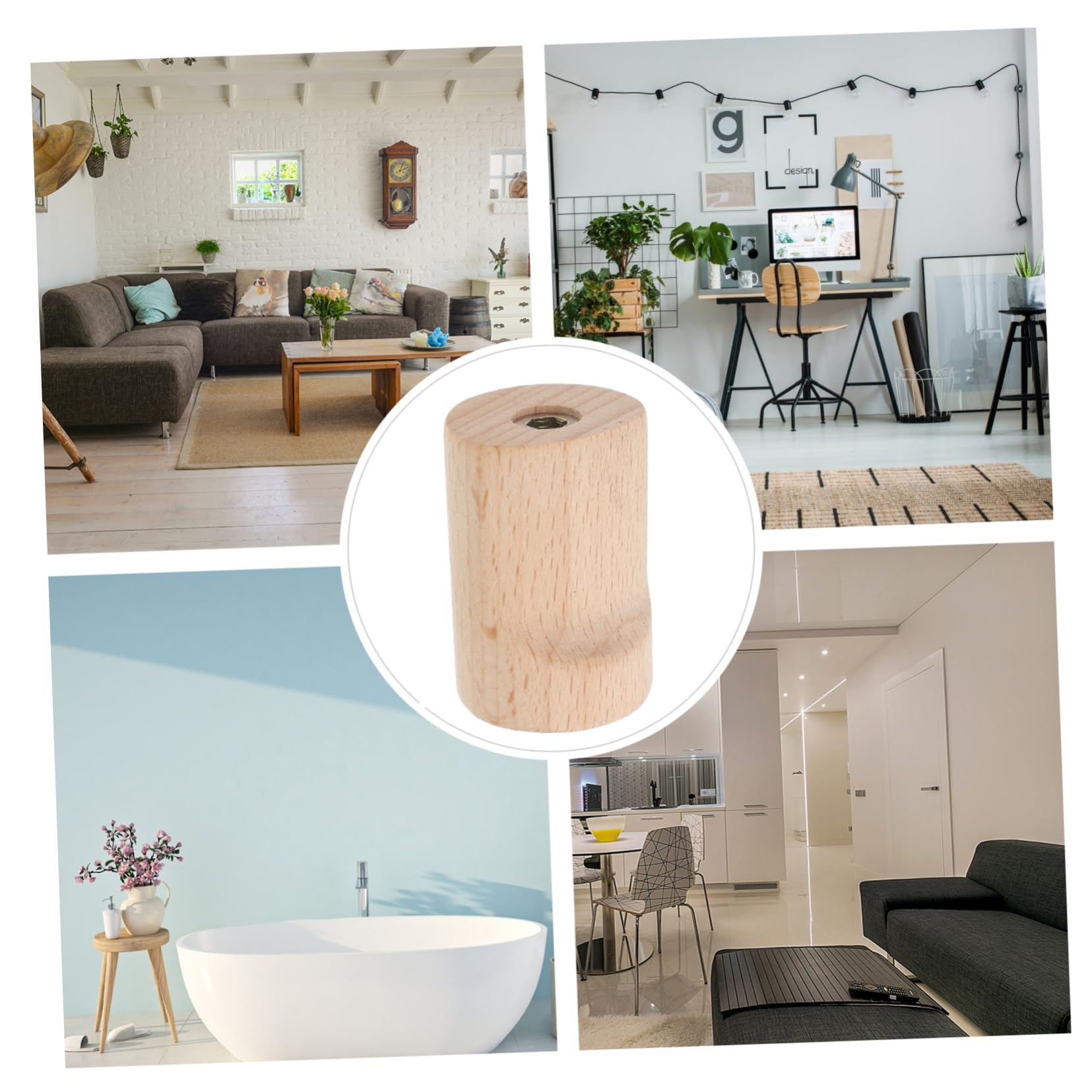 Cabilock Gancho de Pared de Madera Maciza 6 Piezas Estilo Boho