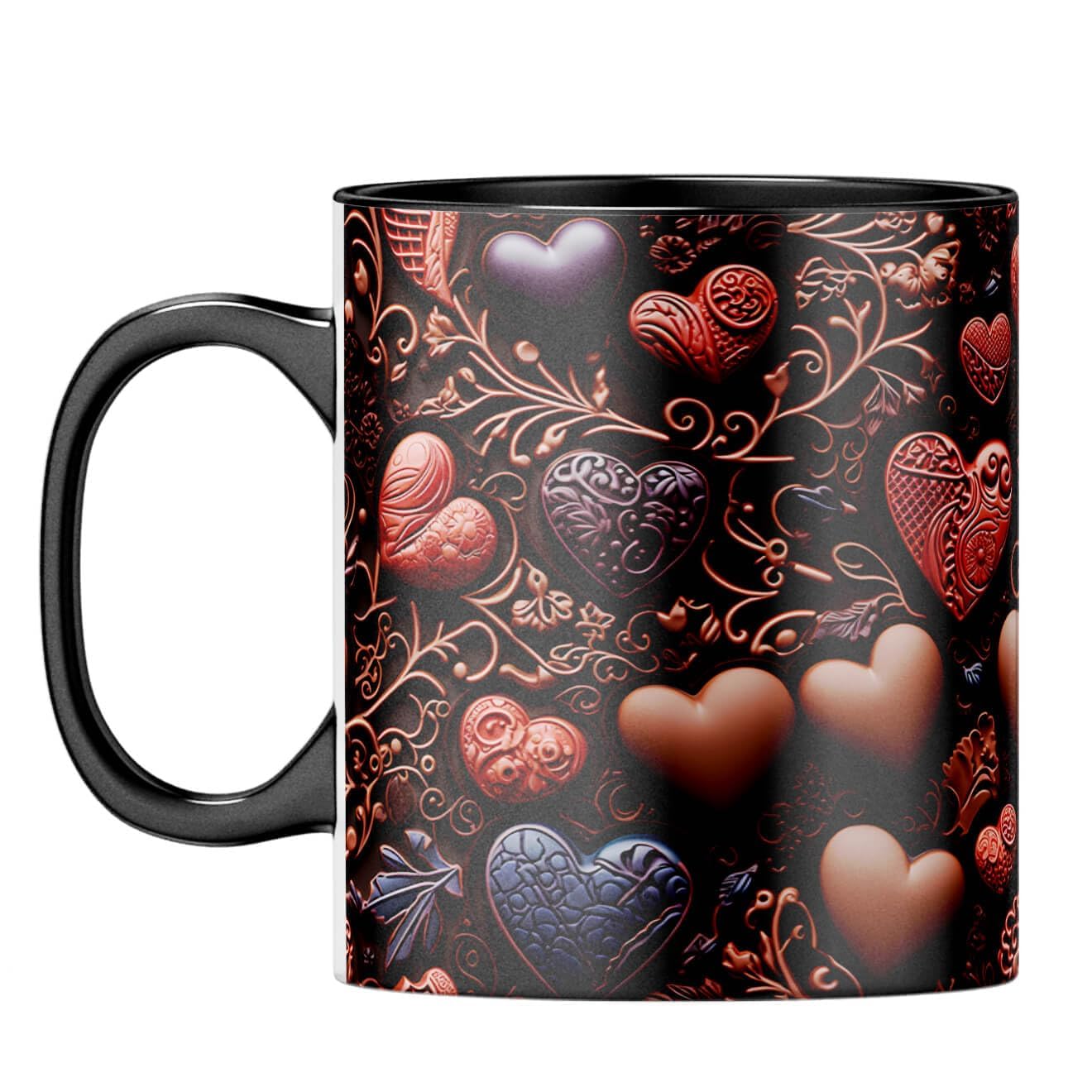 YuBingo Love with Chocolates Symphony - Elegant Valentine Day Mug for Her (Light Blue Inner & Handle, Tea Cup, 320ML)