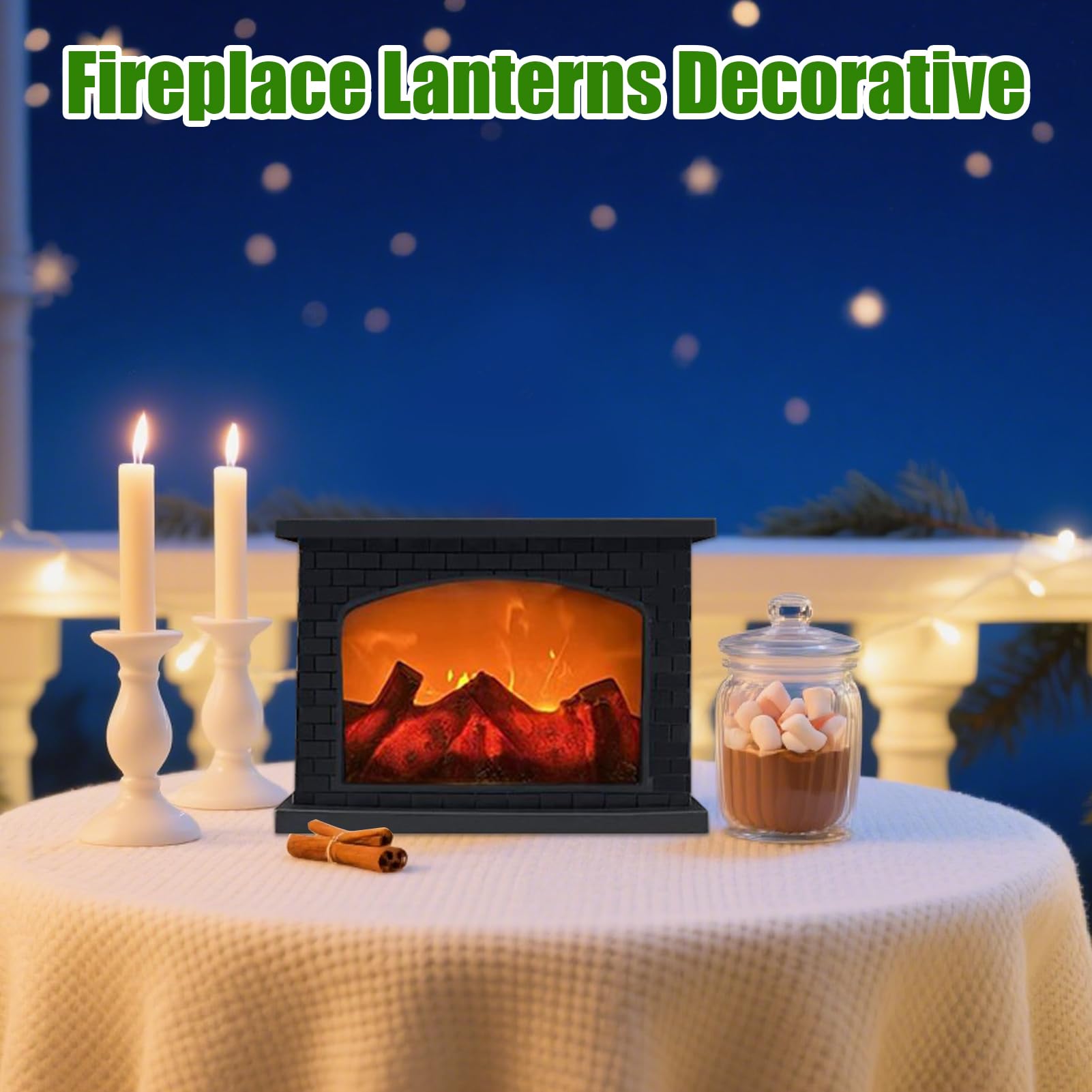 Lanternes décoratives pour cheminée à piles avec chargement USB sans flamme