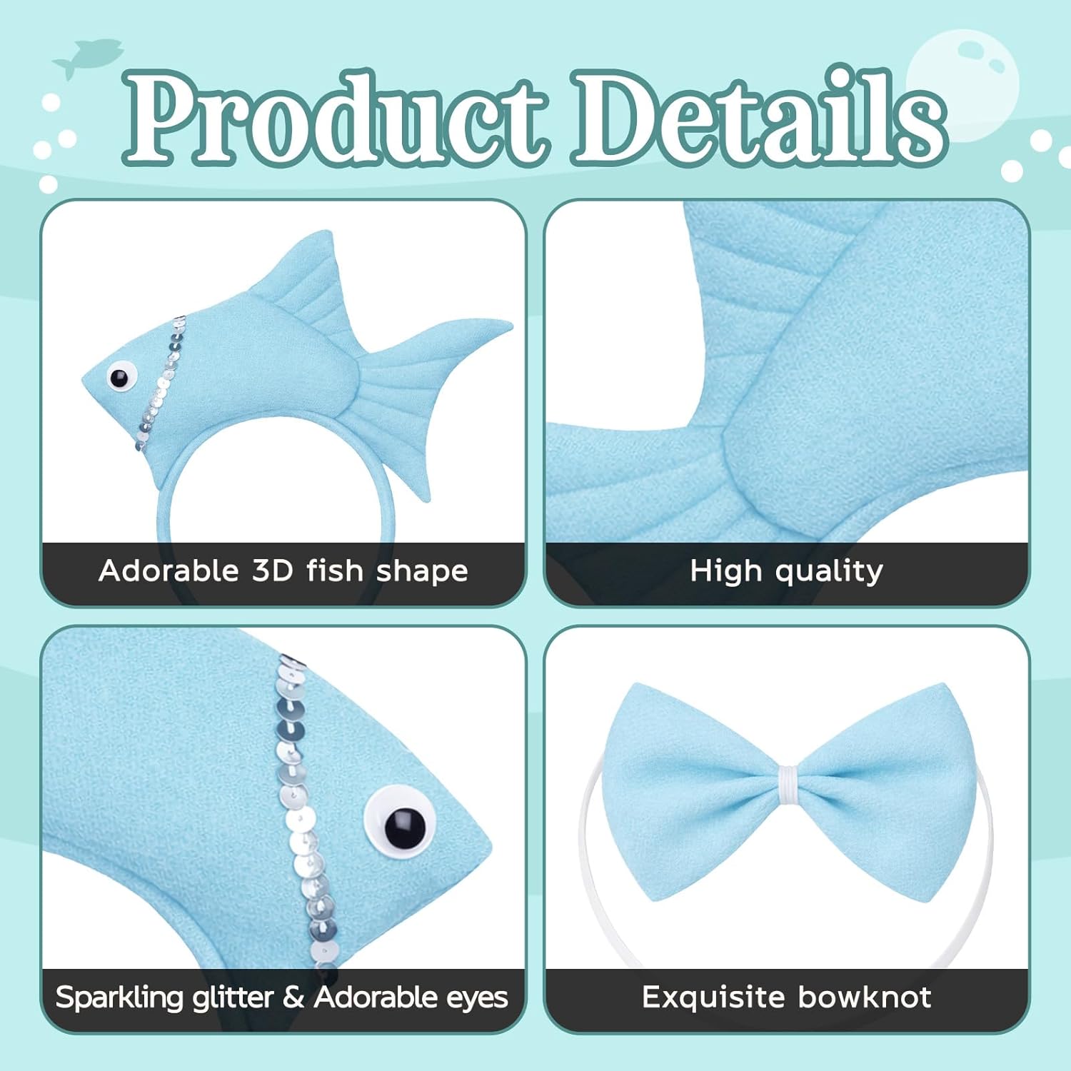 Goldfish Cosplay Costume Accessories – Including Fish Headband with Bow Tie for World Book Day Birthday Party Dress Up - Image 3