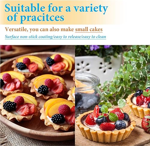 Miniatura 5 de Amytalk Paquete de 20 moldes para cupcakes, de acero inoxidable de 3.8 pulgadas, mini tarta, tarta, magdalenas, molde para magdalenas, molde para