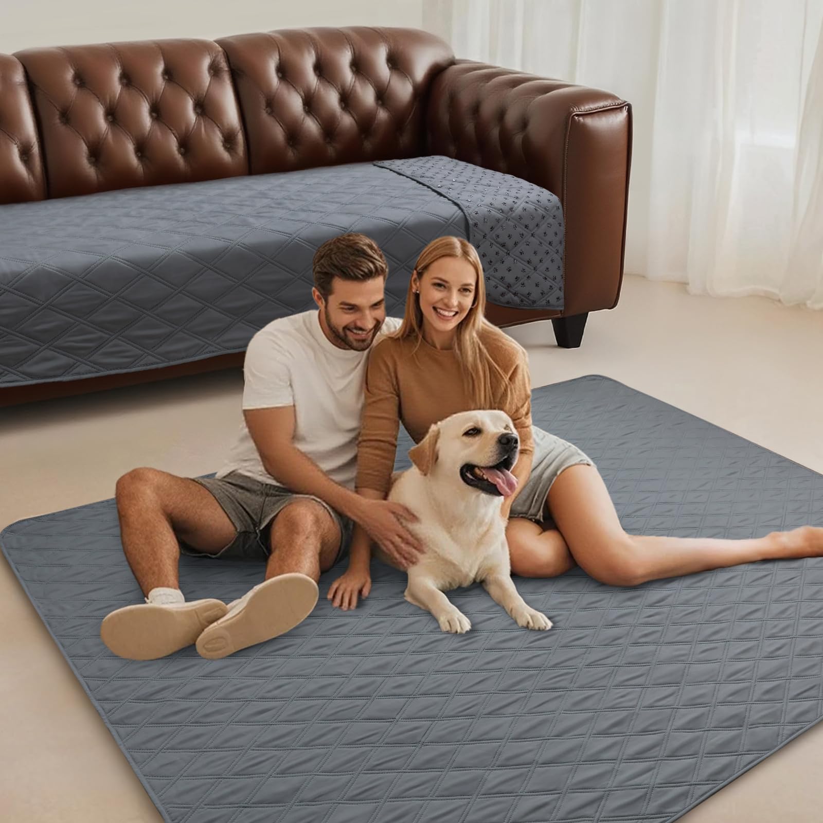 luciphia Copridivano per Cani Impermeabile, Coperta per Cani 100% Impermeabile con Punti Antiscivolo Tappetino Protezione per Mobili Bambini Cane Gatti Lavaggio in Lavatrice Grigio 76_x_178cm