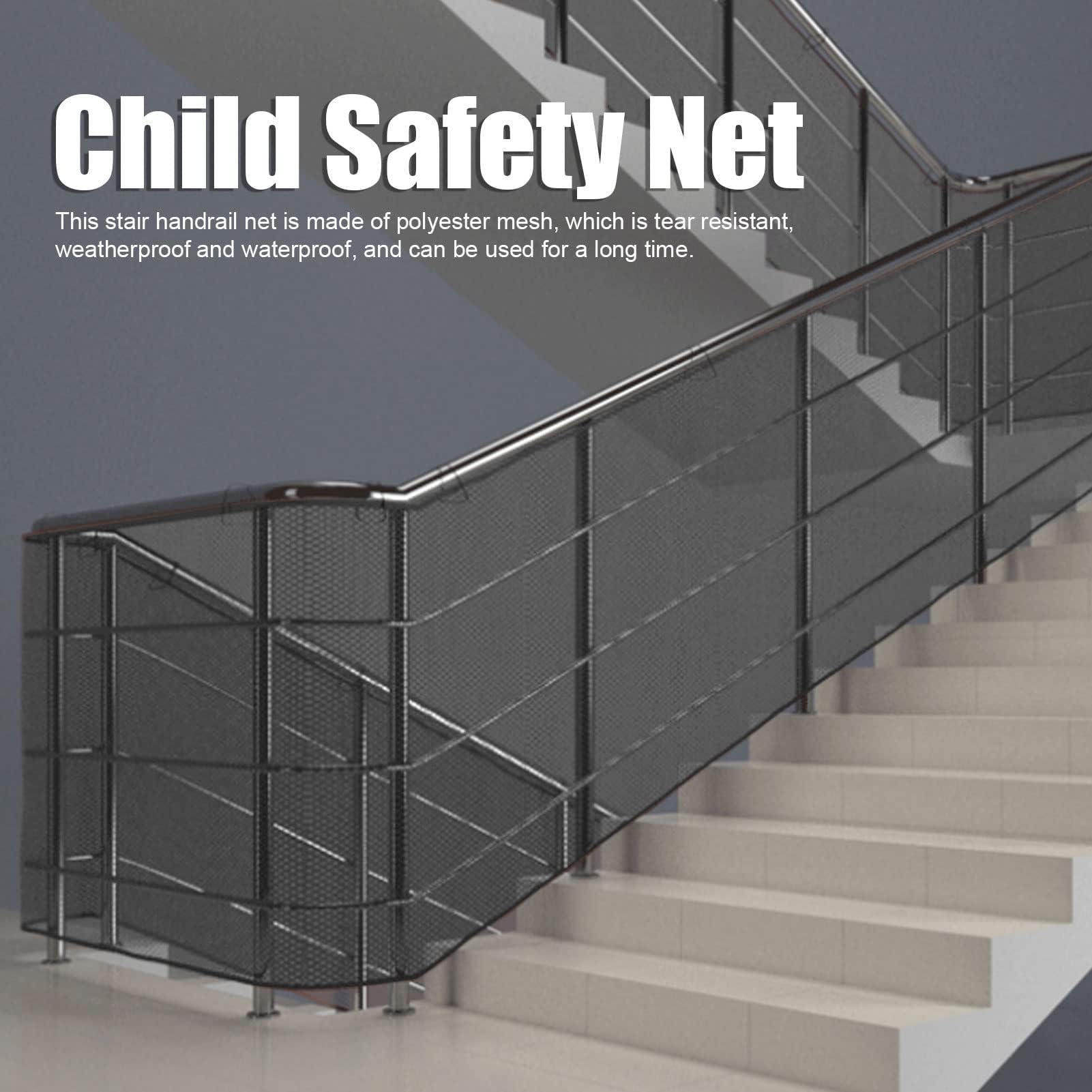 Agatige Child Safety Net, 9.8ft Stair Railing Net Protective Mesh Stair Railing Guard for Children's Beds Corridor Balcony