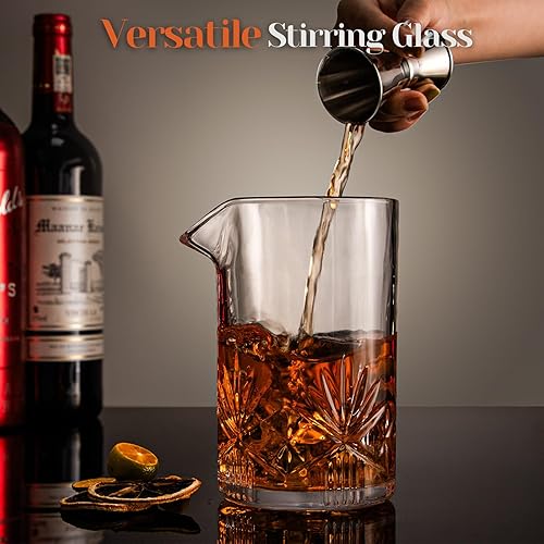 Miniatura 3 de veecom - Vaso mezclador de cóctel de cristal de 18 onzas, kit de barman de vidrio mezclador de 5 piezas con colador, mezclador, cuchara, jigger,