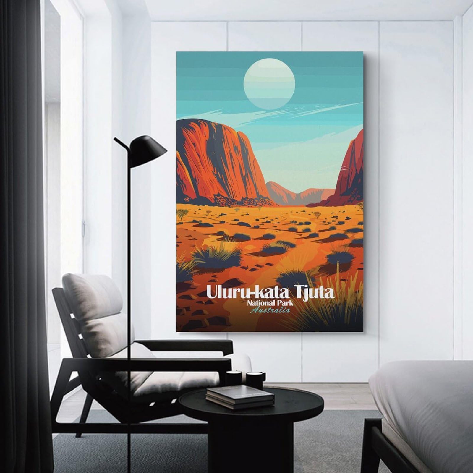 Junmoney Uluru-Kata Tjuta National Park Australia Canvas Wall Picture 20x30inch(50x75cm), for Entryway, Lounge Links Or Small Walls, Decorative Canvas Styling for Entry Areas