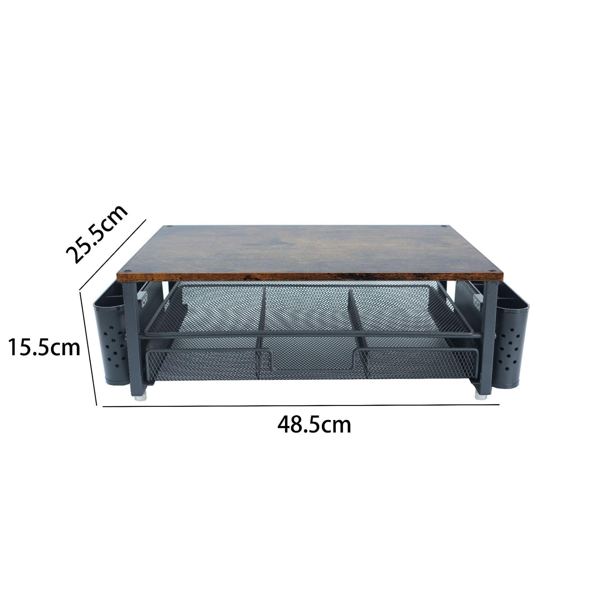 Piattaforma espositiva moderna larga 48,5 cm con cassetto integrato e supporti per accessori per scrivania ordinata casa ufficio planner