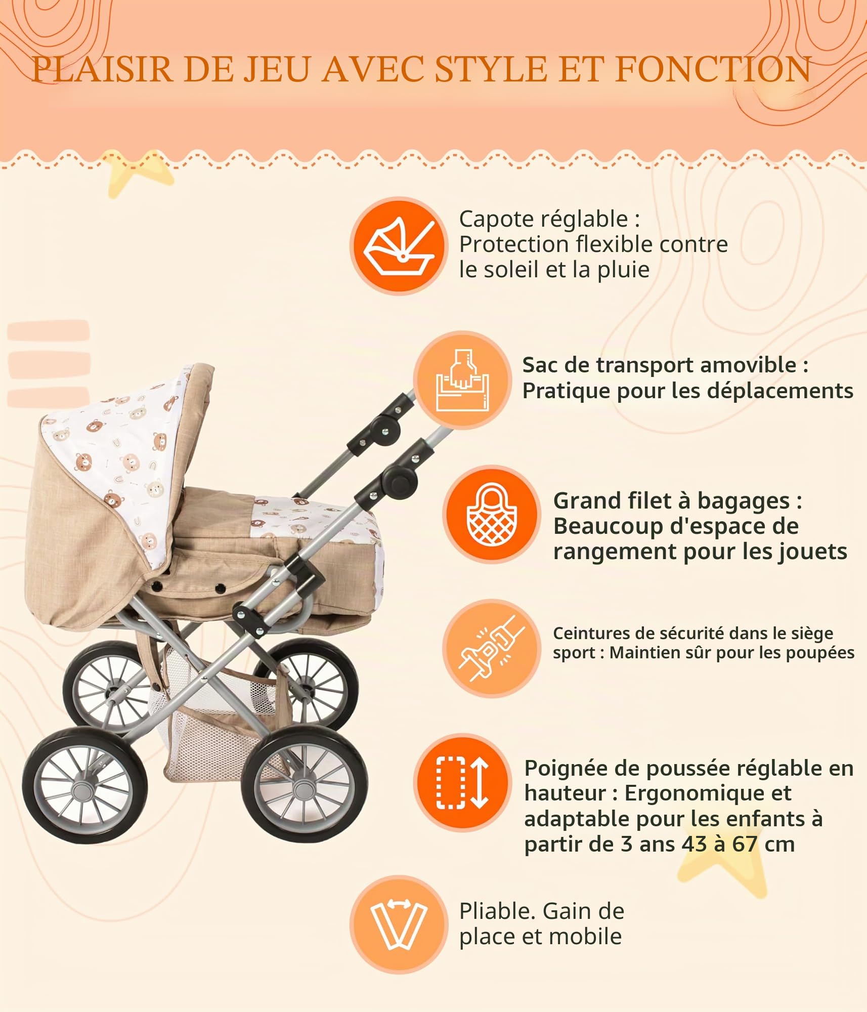 Bayer Chic 2000 Poussette Poupon 3en1 Leni | Évolutive & Ergonomique | Une poussette pour poupon 3en1 haut de gamme, saine et évolutive pour accompagner votre enfant durant des années.