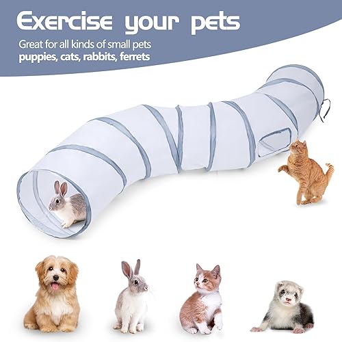 Vista 66 de Sheldamy Túnel para gatos, túnel de juego plegable de 2 vías, laberinto de juguete interactivo para animales pequeños, rojo y negro 2 vías rojo