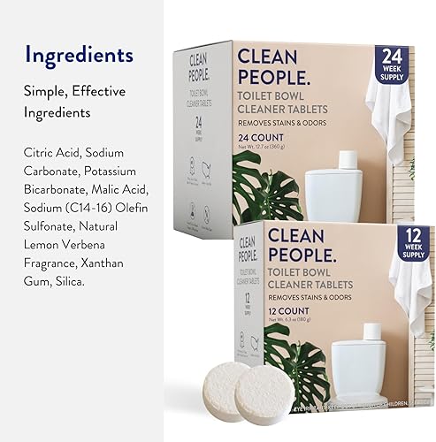 Miniatura 5 de THE CLEAN PEOPLE Limpiador de inodoro  Tabletas limpiadoras de inodoro ecológicas para eliminar manchas de agua dura, óxido y acumulación de cal (24
