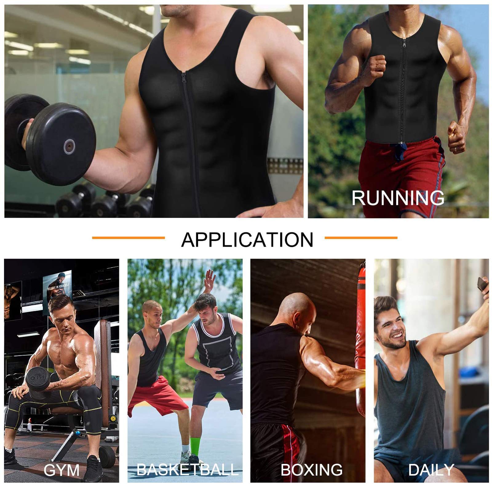 Canottiera Dimagrante Uomo Fascia Addominale Neoprene Perdita di Peso Gilet Sauna Allenamento Fitness Body Shaper