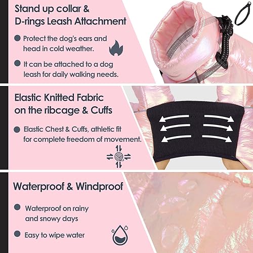 Miniatura 9 de AOFITEE Abrigo para perro, chaqueta impermeable para invierno para perro, traje de nieve cálido de cuerpo completo, chaleco de forro polar con