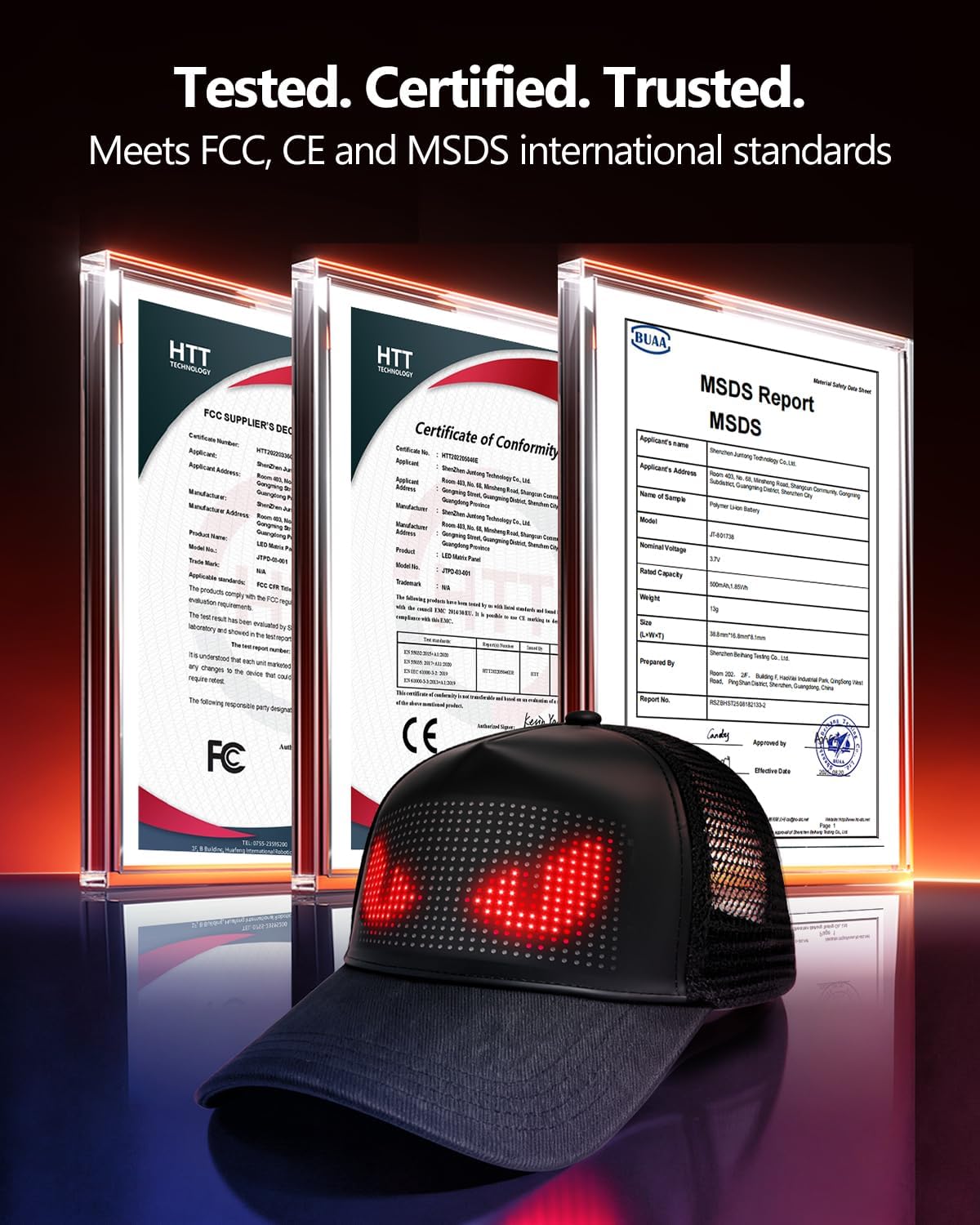 Bright LED Hats, Full-Color LED Display Smart LED Caps, Programmable Rolling Custom Led Hat Bluetooth APP Control - Image 7