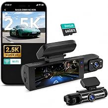 Osmo Dashcam Pro 2026, 2.5K Full HD Dual Channel, 150 Wide Angle, Built-in WiFi & GPS, G-Sensor,24H Parking Mode with Motion Detection, Loop Recording, Support SD Card