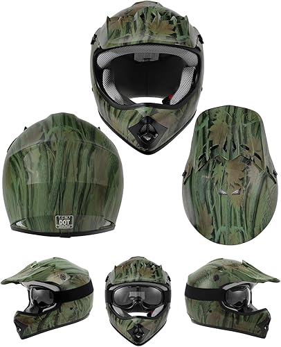 Miniatura 9 de TCT-MOTORPARTS DOT - Casco de motocross para niños y jóvenes, casco de cara completa para motocross, ATV, todoterreno, casco de cuatro ruedas, Bosque