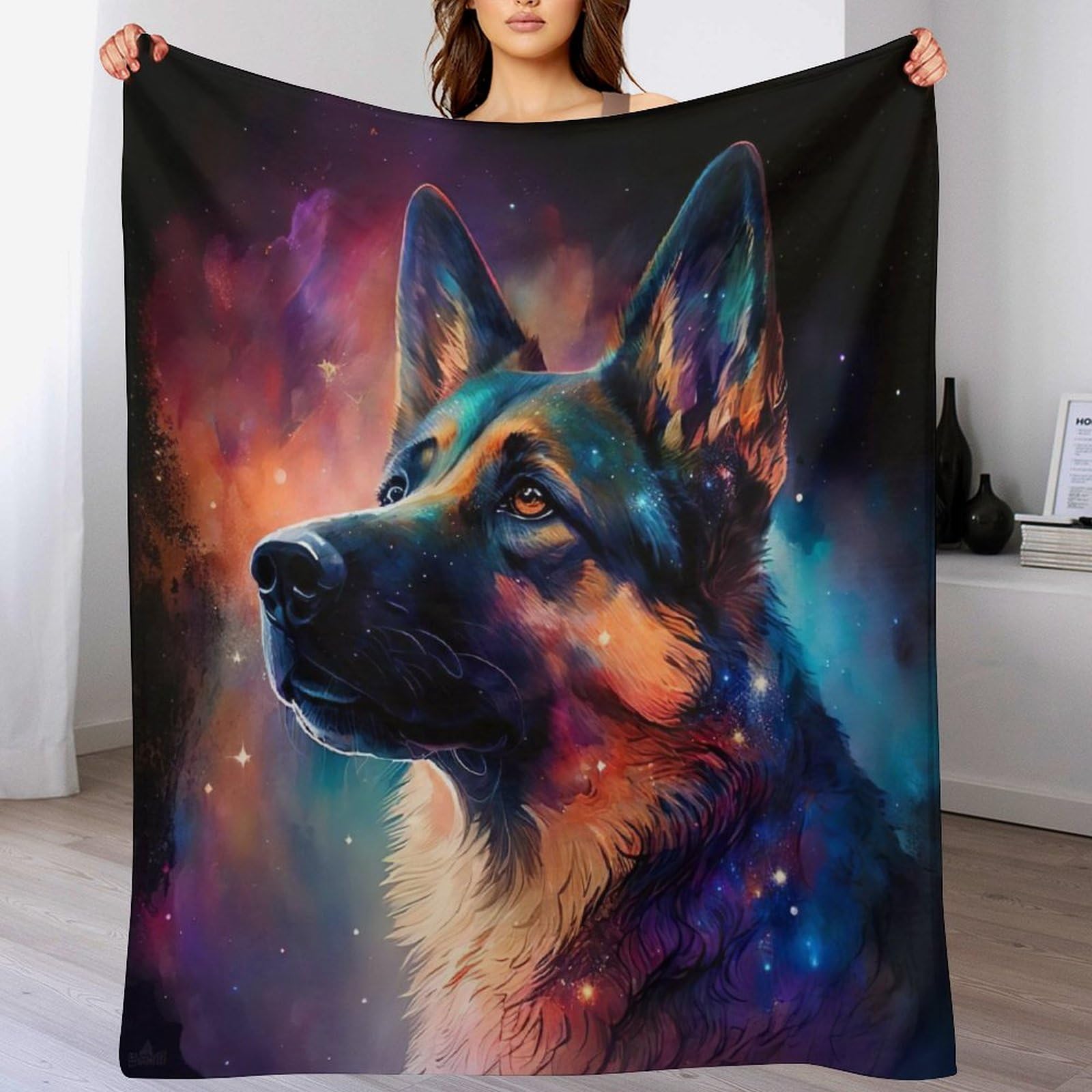 Couverture Berger Allemand chaude flanelle plaid imprimé jeté de canapé