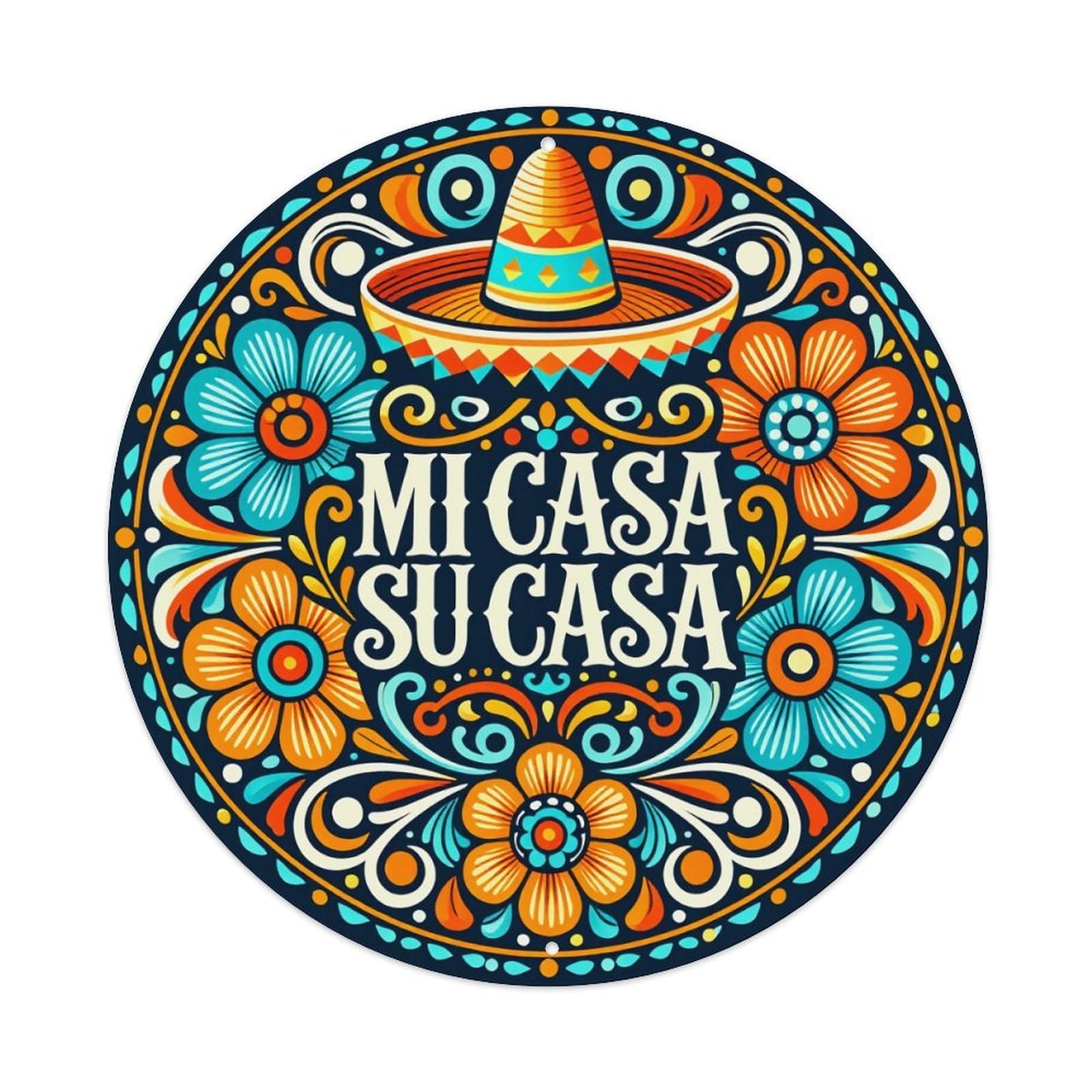 Jdfenggu Vintage Mexican Floral Pattern Design Art Retro Metal Tin Sign, Metal Poster For Bar, Home, Man Cave, Kitchen, Laundry Room Art Decor 8X8 Inch