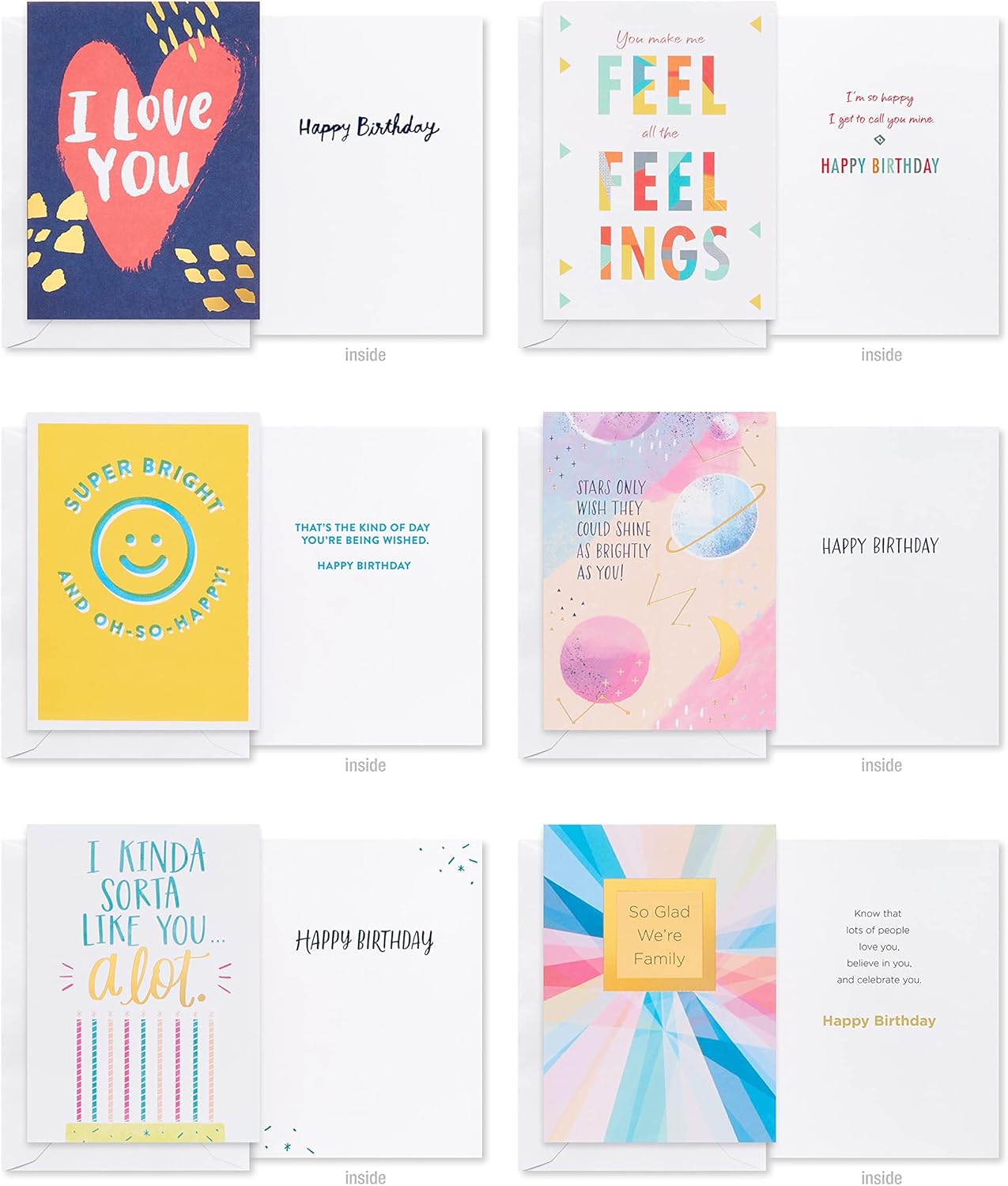 American Greetings Deluxe Birthday Card Assortment, Bright & Cheerful (40-Count) : Everything Else