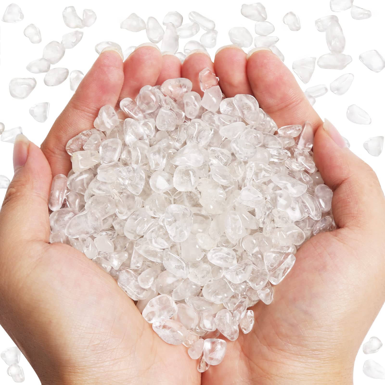 QICQDRAM Polished Gem Stones Rocks Clear Quartz Crystals Chips Natural 1LB