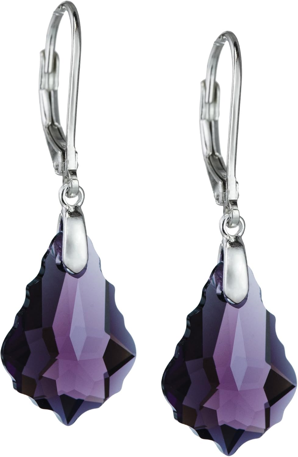 Austrian Elements Crystal Sterling Silver Leverback Dangle Earrings