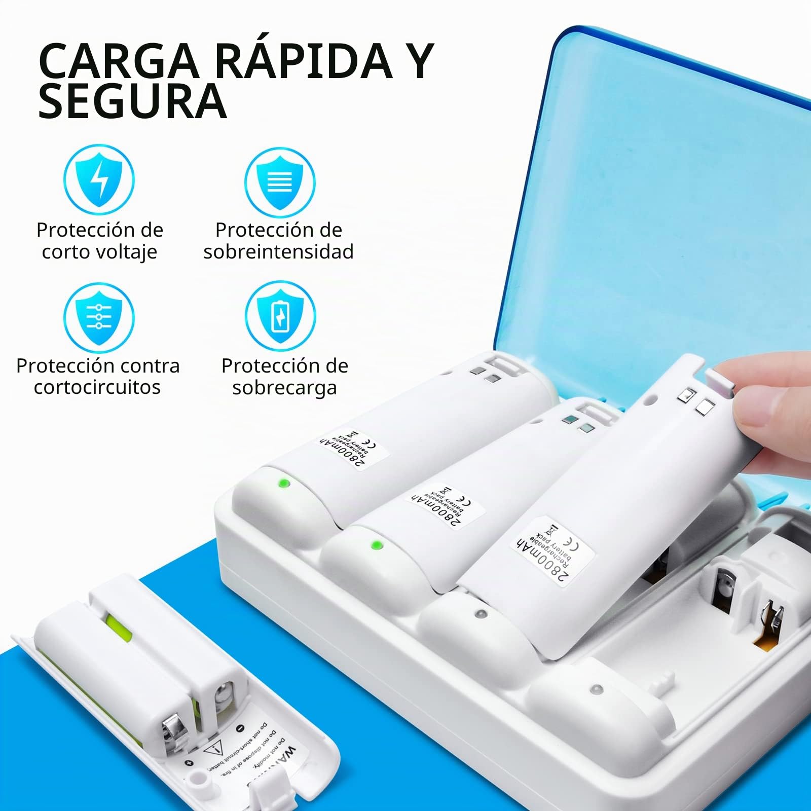 TechKen Paquete de 4 Estaciones de Carga de batería Recargable para Mando a Distancia Wii