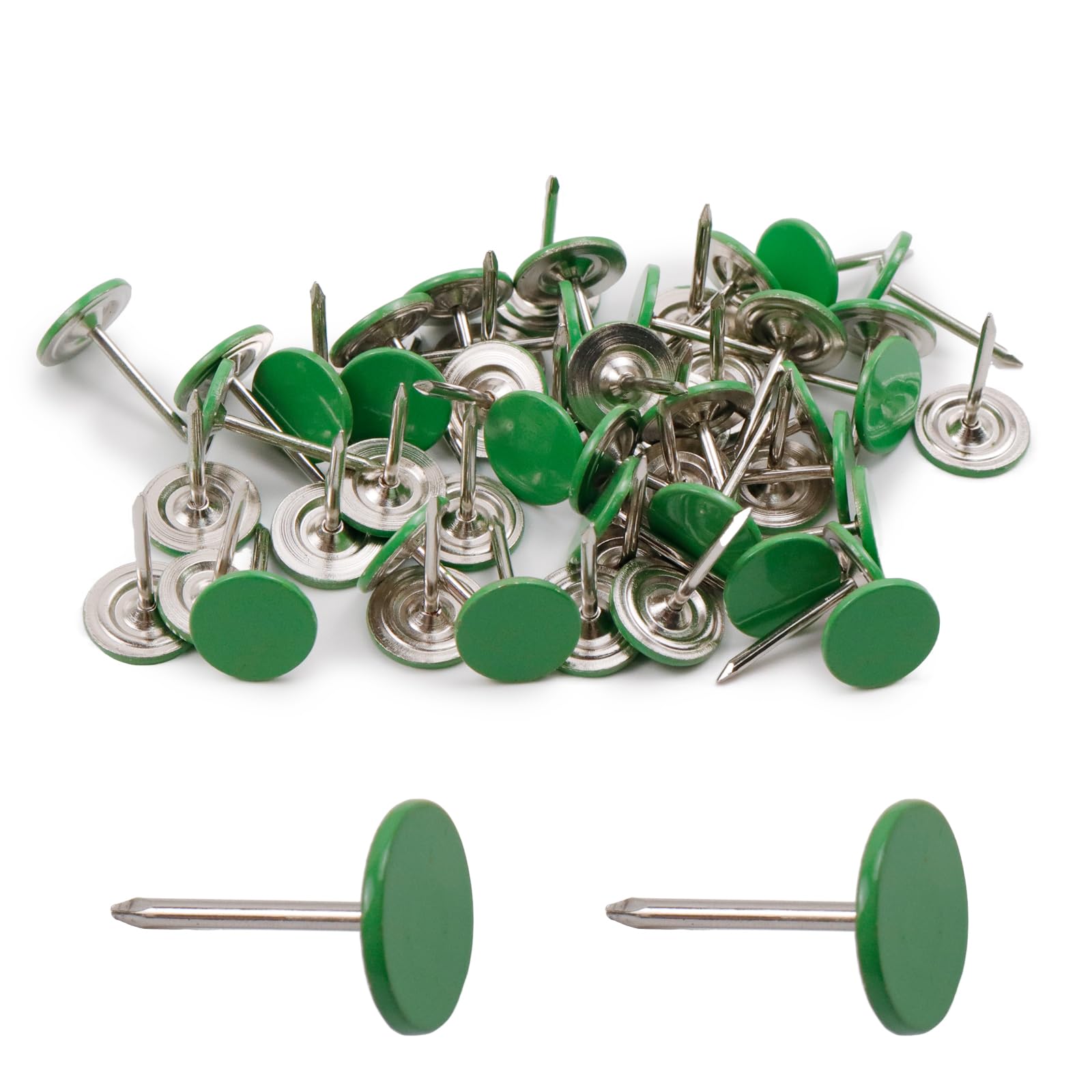 Antrader 200 Pieces Push Pins Round Head Thumbtack 0.43Inch Thumb Tacks for Office School Personal Use (Green)