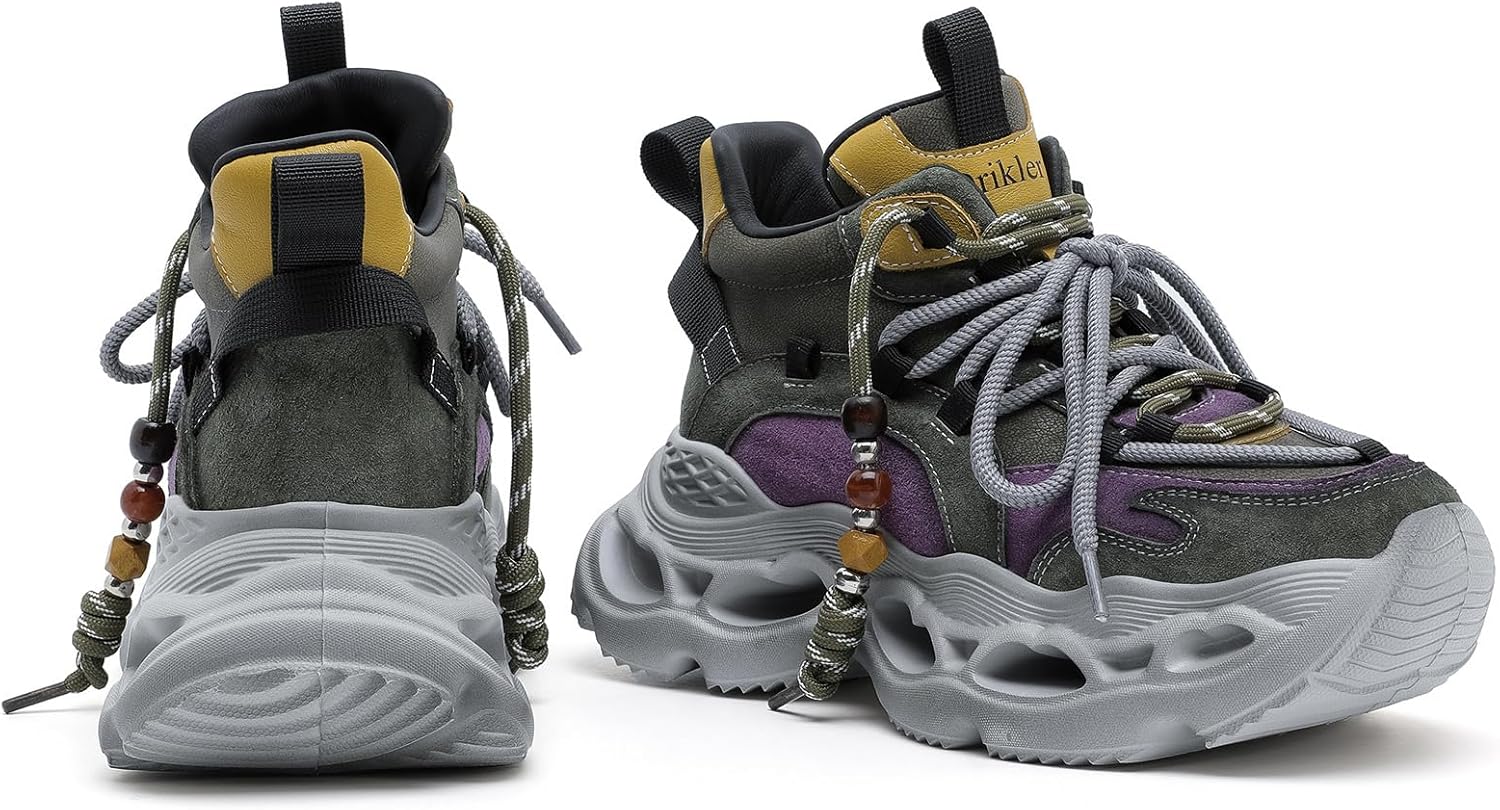 Women's Wedge Walking Shoes Chunky Platform Comfort Fashion Sneaker Lace-Up Casual Non-Slip Running Shoes