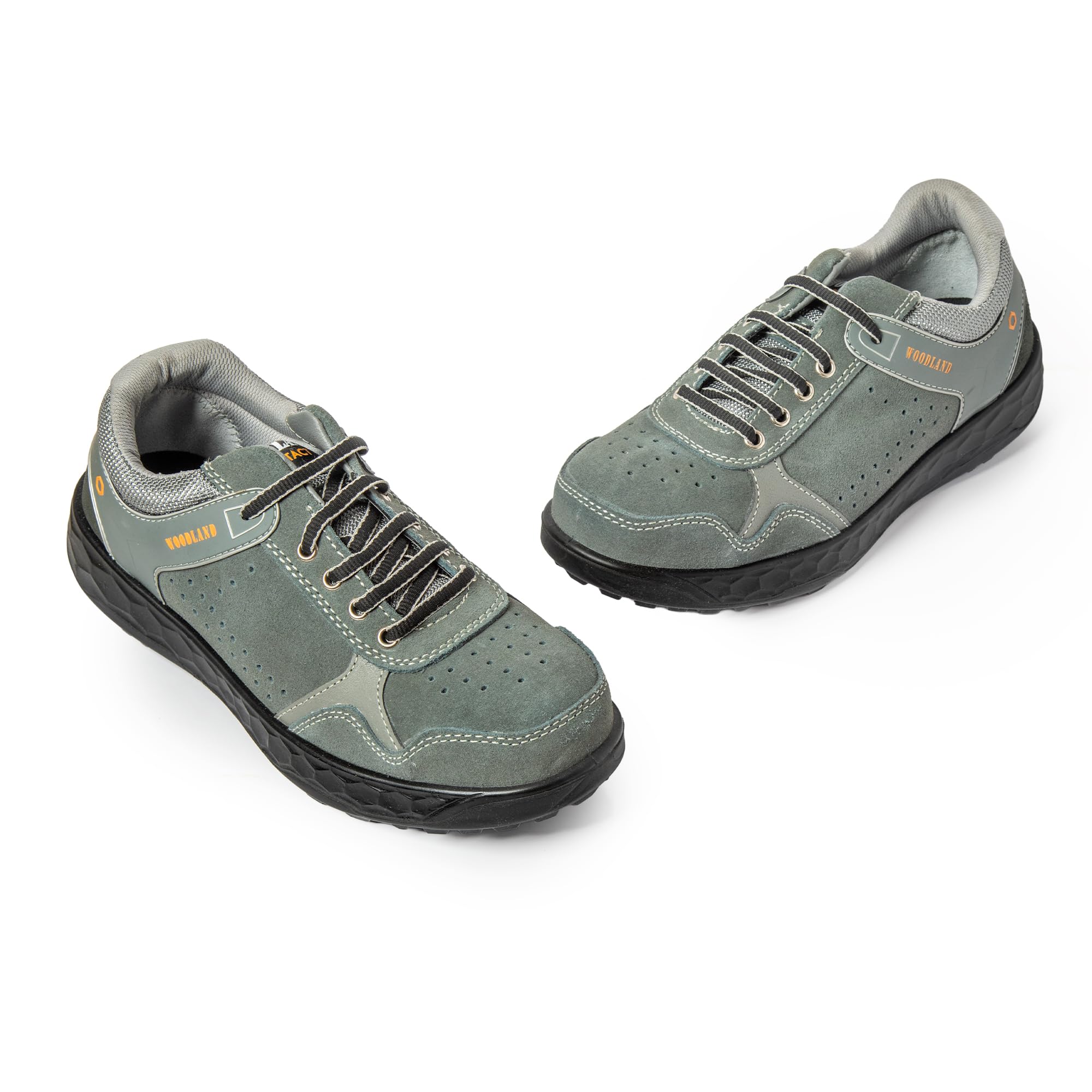 woodland Aegis Suede Leather Safety Shoes for Men | Oil Resistant Safety Shoe with Anti Slip Grip | Lightweight & Antistatic PU Single Density with Steel Toe | Grey-picture-14