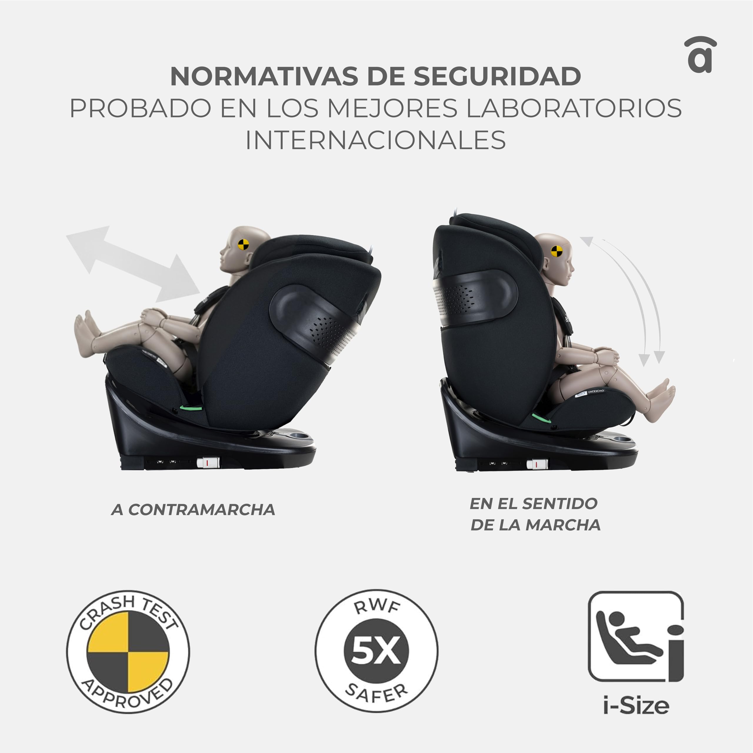 Asalvo AUSTEN 2 Silla de coche con isofix 40-150 cm, Edad: desde el nacimiento hasta los 12 años –I-size, Acontramarcha hasta los 105 cm, 4 años aprox, Negro