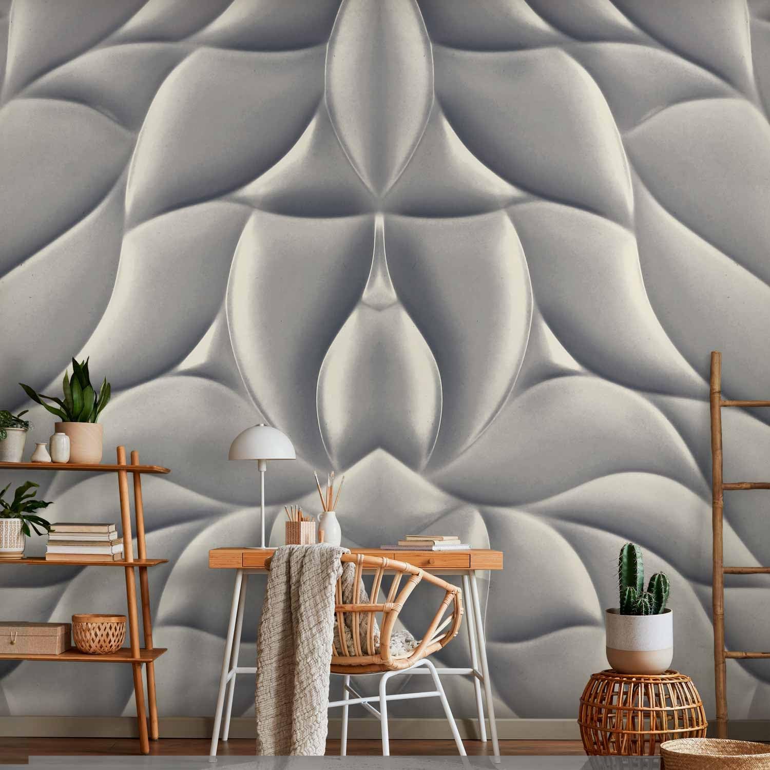 artgeist Premium Wall Mural Abstract 79x55 in - Non-Woven Wallpaper Fleece Wall Decor Photo Print Picture Image Design 3D Effect Optical Illusion Grey a-A-10076-a-c