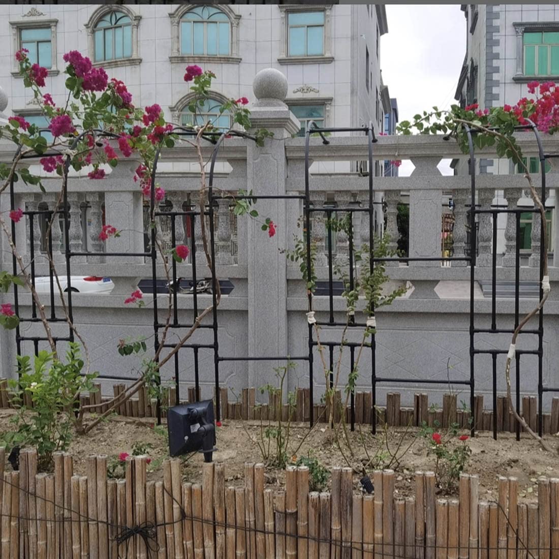 Treillis en métal résistant aux intempéries pour plantes grimpantes - 240 cm - Support durable pour décoration de jardin et aménagement paysager - Noir