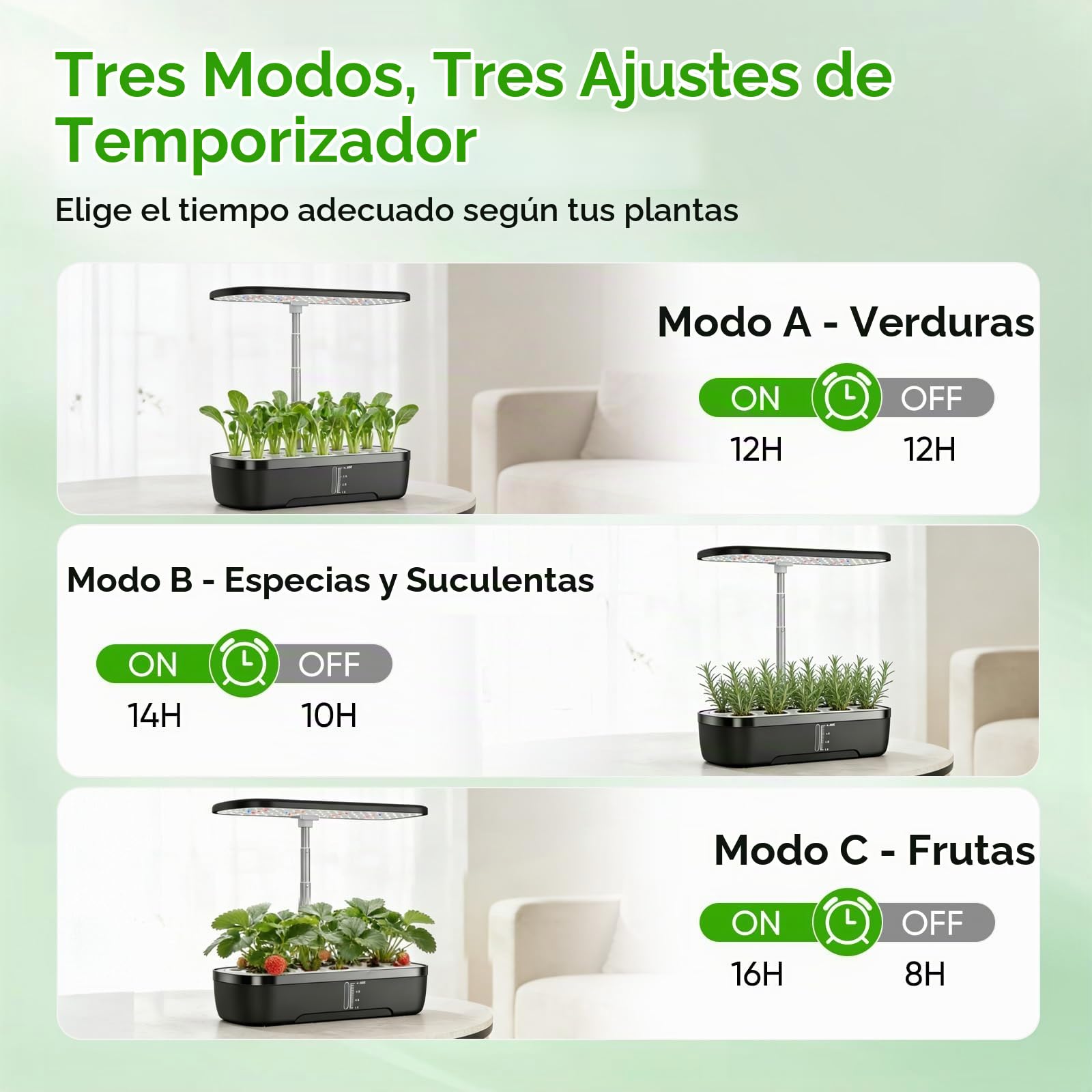 Sistema de Cultivo hidropónico, 12 Vainas Jardinería de Interior y Lámpara LED de Crecimiento, Smart Garden con Temporizador Automático, Altura Ajustable