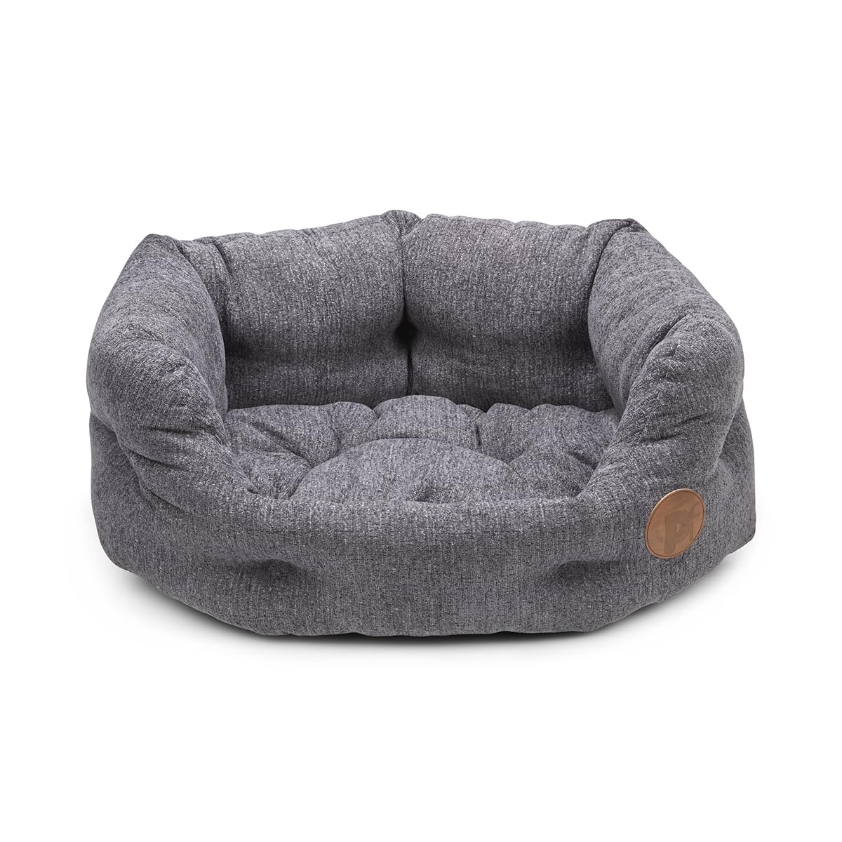 Petface Slate Grey Oval Dog Bed with Reversible Cushion, Machine Washable, Small (Pack of 1)
