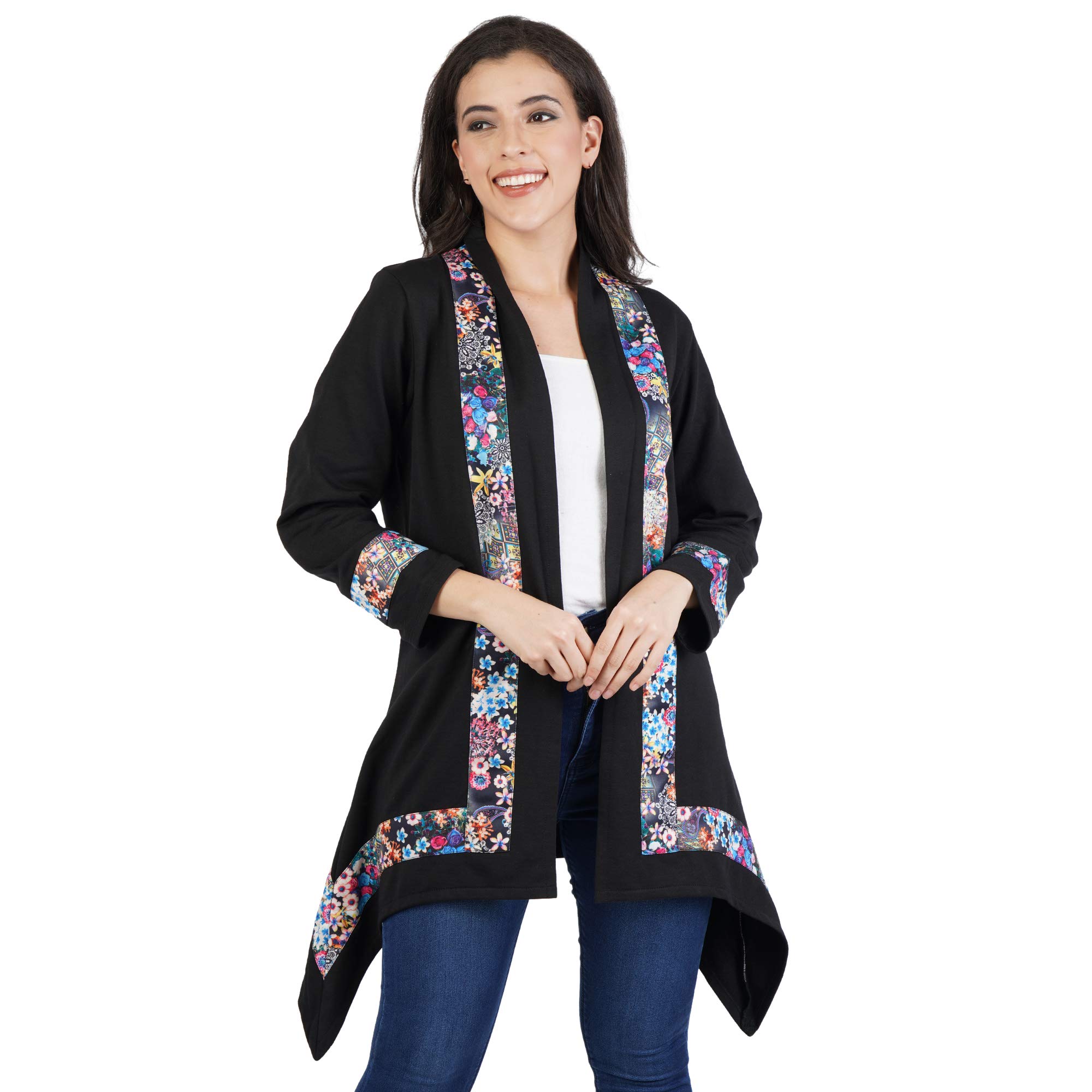 aol Women's Asymmetric Winter Shrug with Multicolor Taped Edge-picture-18