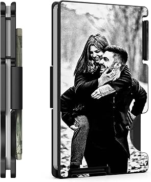 Personalized Photo Gifts for Men, Custom Metal Wallets for Husband Boyfriend Dad Son, Engraved Picture Minimalist Card Holder, Customized Gift for Christmas Birthday Valentines Anniversary Graduation