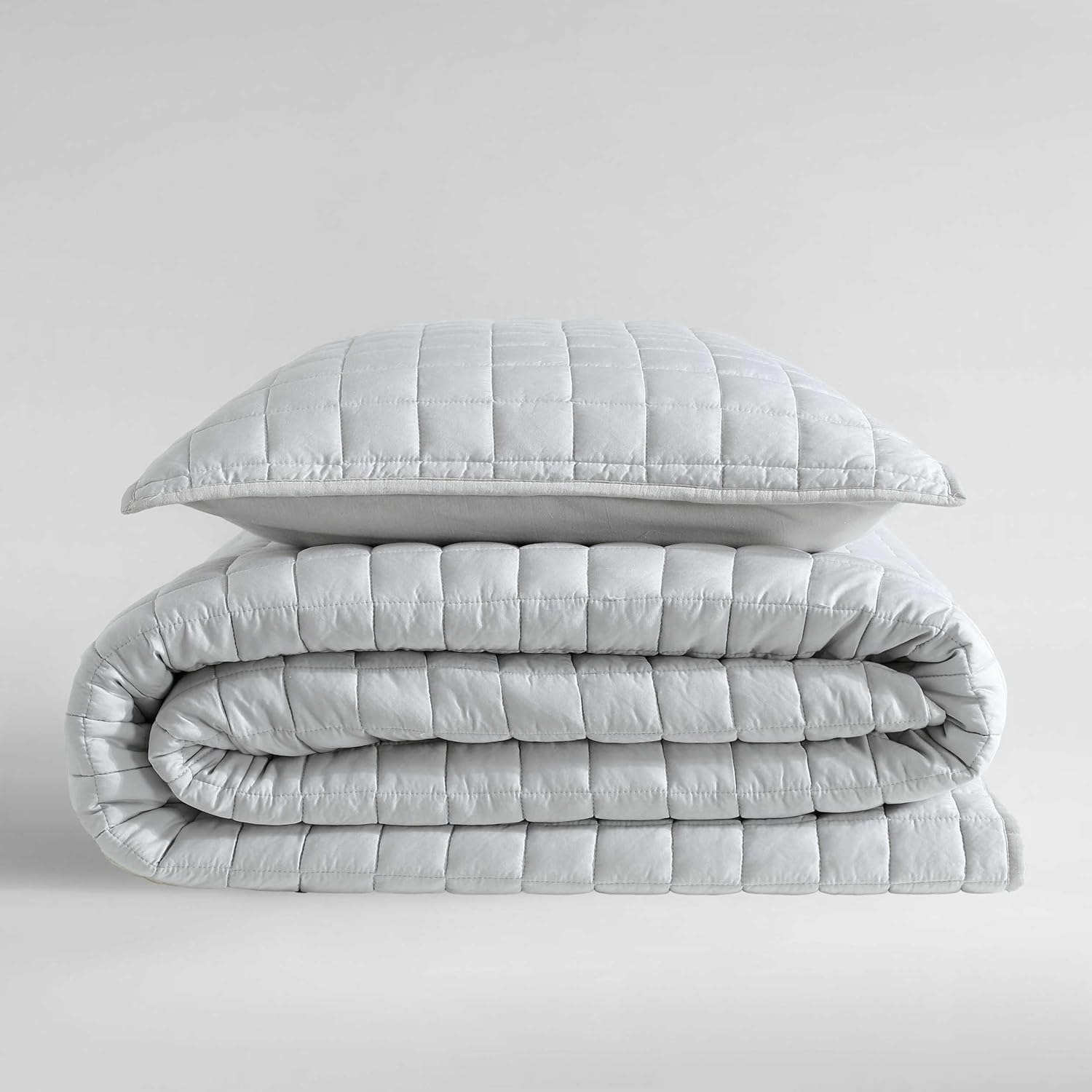 Calvin Klein - Quilt Set, Super Soft Bedding with Matching Shams, Reversible Stitch Design, Modern Room Essentials (Tencel Solid Grey, Queen)