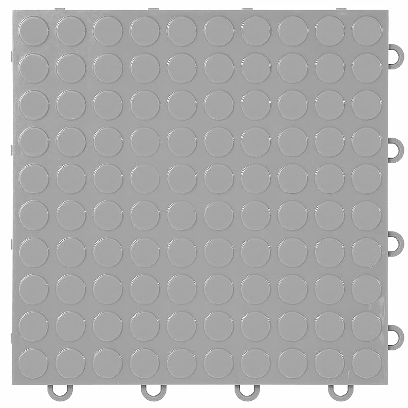 Piso Modular para Garagem IncStores Nitro Tiles em PP com Encaixe Intertravado, Textura Coin, Gunmetal, 12 peças