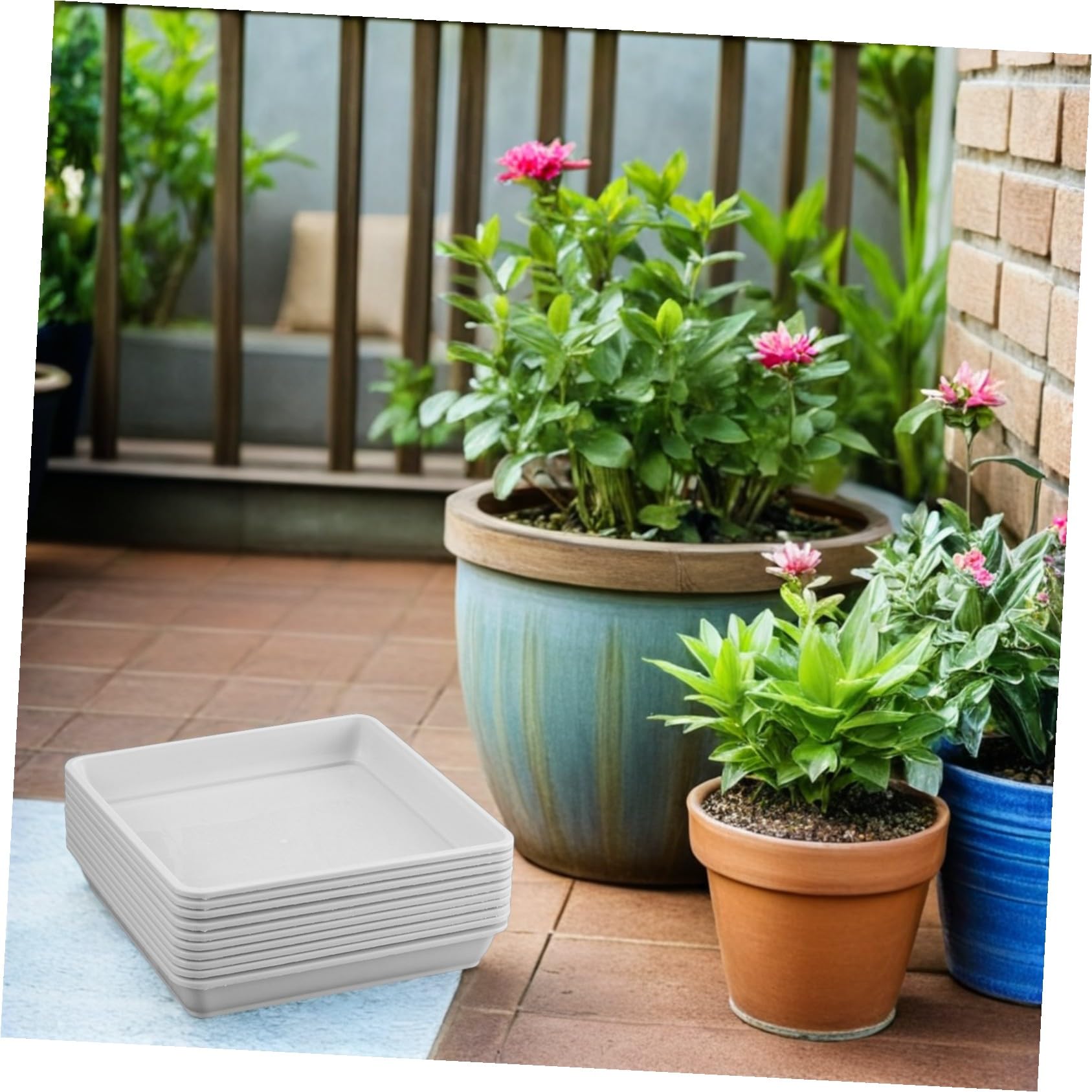HEMOTON 10pezzi Sottovaso Quadrato per Piante in Plastica con Raccolta Affidabile Acqua per Vasi da Fiori Sottovasi Antigoccia in Plastica per Interni con Bordi Lisci per Sicurezza