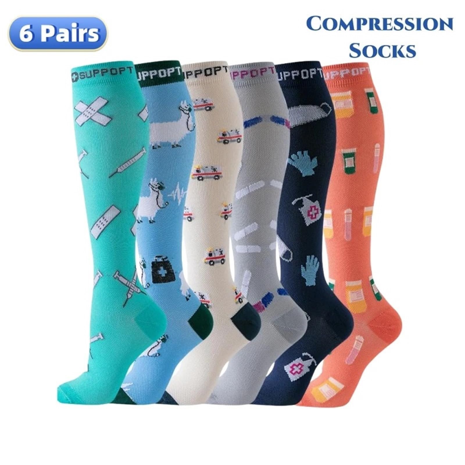 Chaussette De Contention Homme Chaussettes de Compression for Leggings Running Pressure Soccer Chaussettes Unisexes for Adultes Édition Network Red Pressure Nurse Men Sock(ANS006-36,S-M)