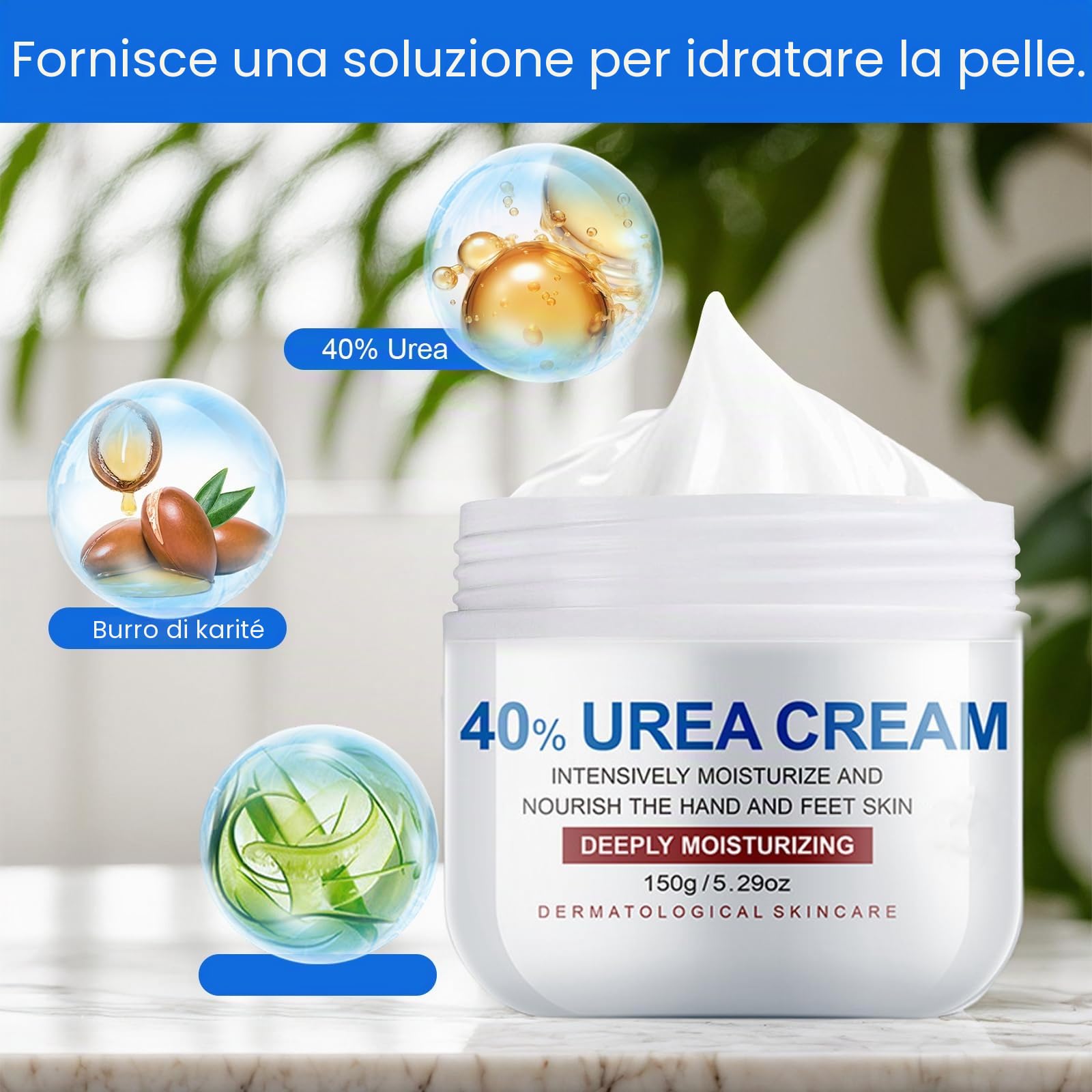 Crema Piedi Urea 40% Idratante e Riparatrice, Trattamento Talloni Secchi e Screpolati, Crema Piedi per Pelle Secca e Ruvida, 150g